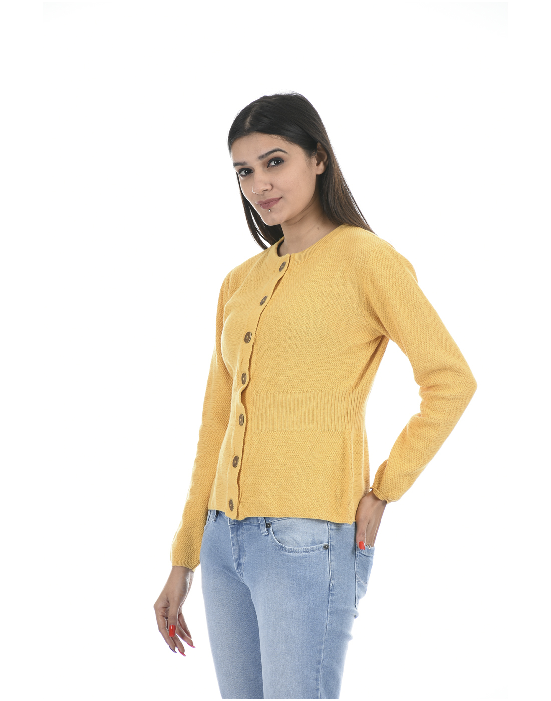 Porto Bello Women Casual Wear Yellow Sweater