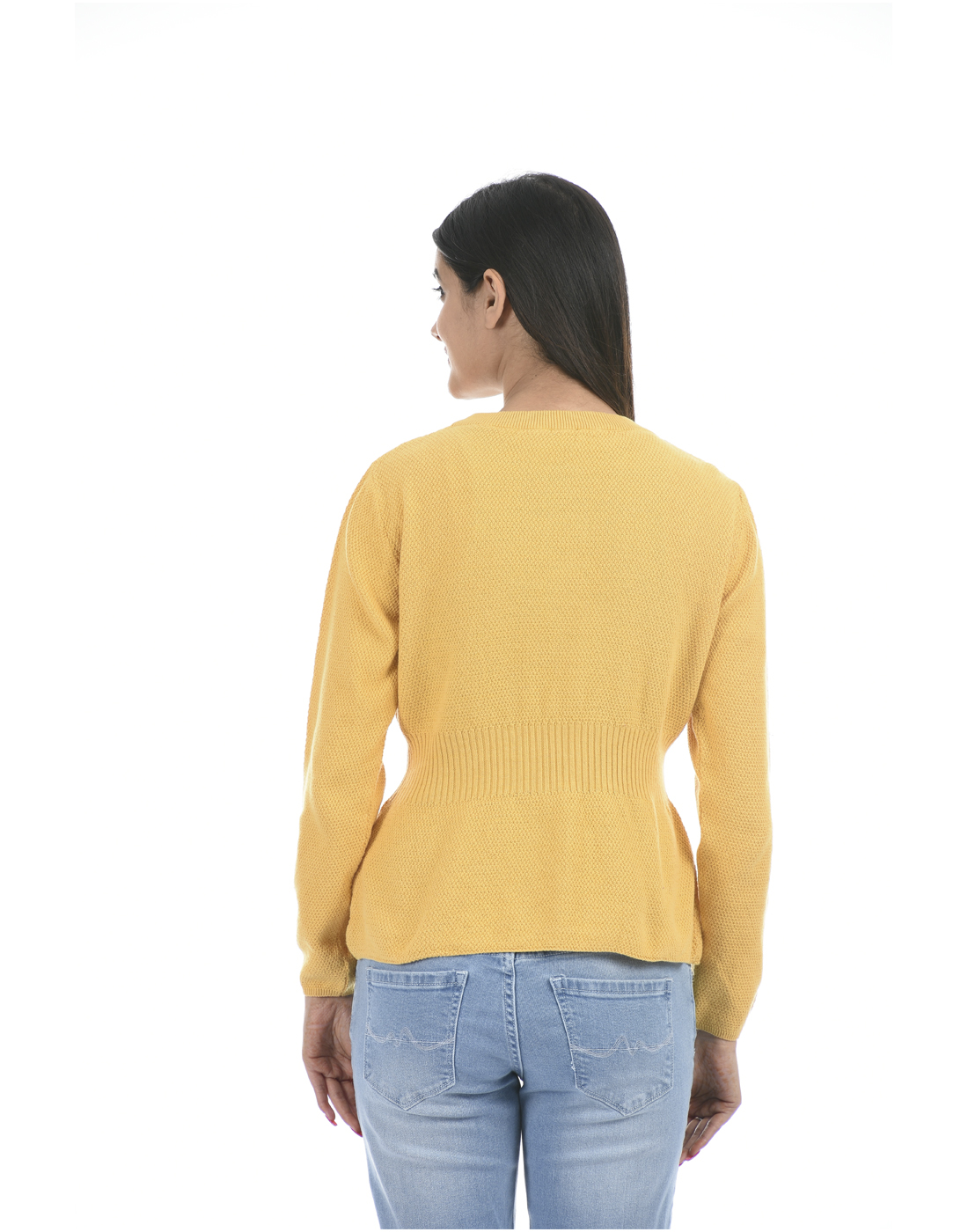 Porto Bello Women Casual Wear Yellow Sweater