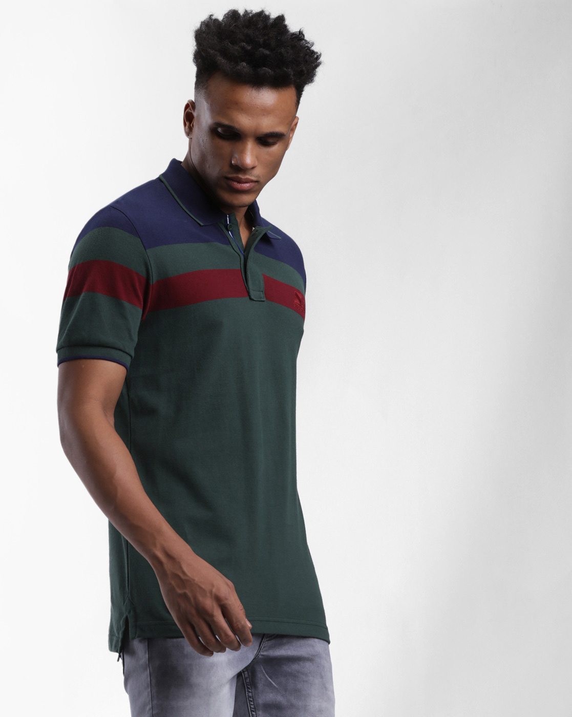 Starter Men Color Block Green T-Shirt