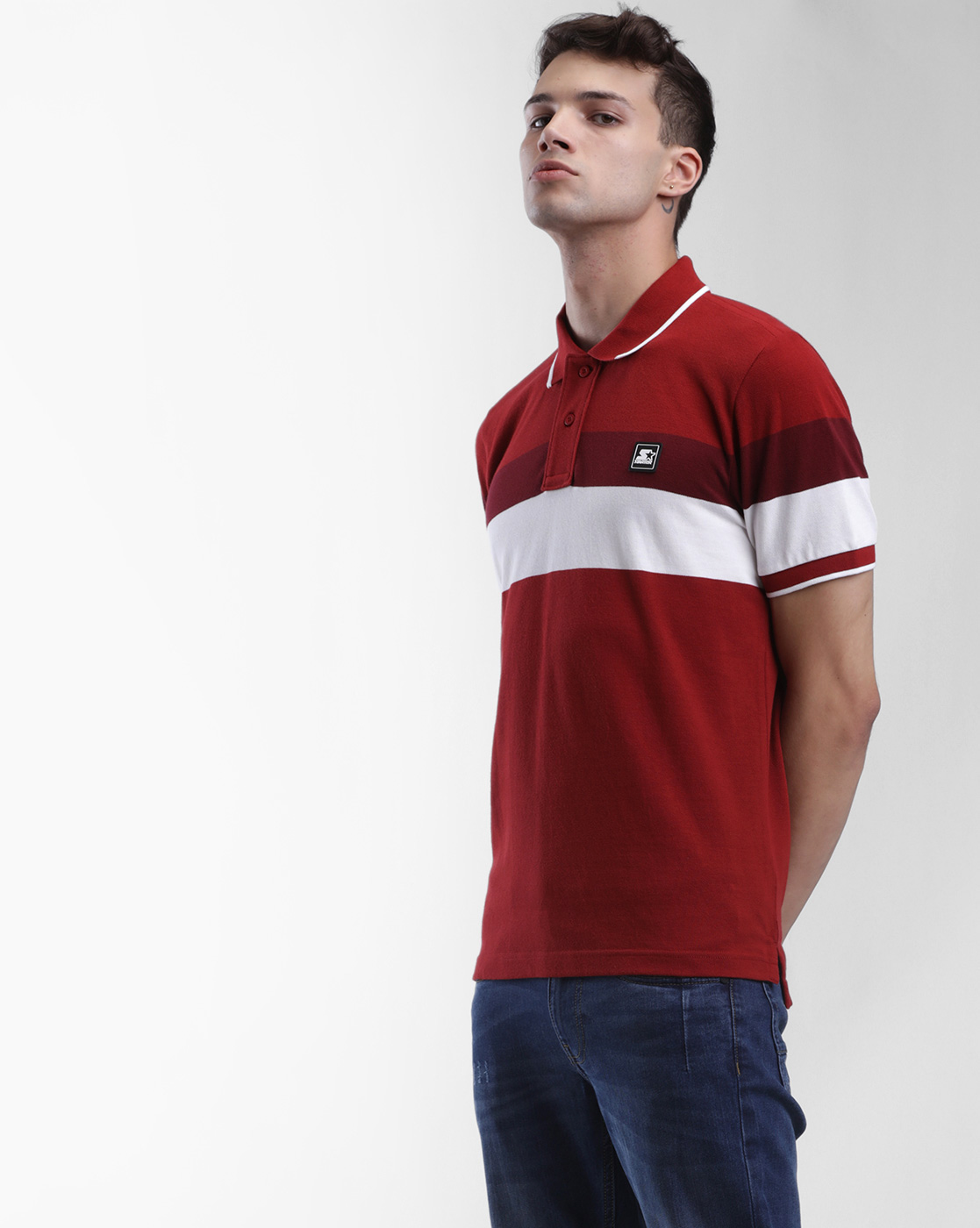 Starter Men Striped Red T-Shirt