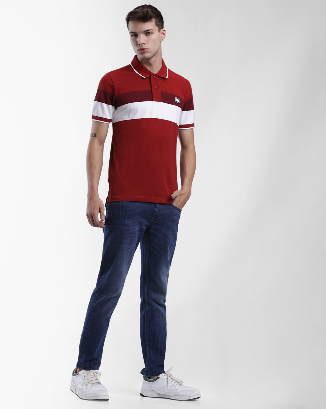 Starter Men Striped Red T-Shirt
