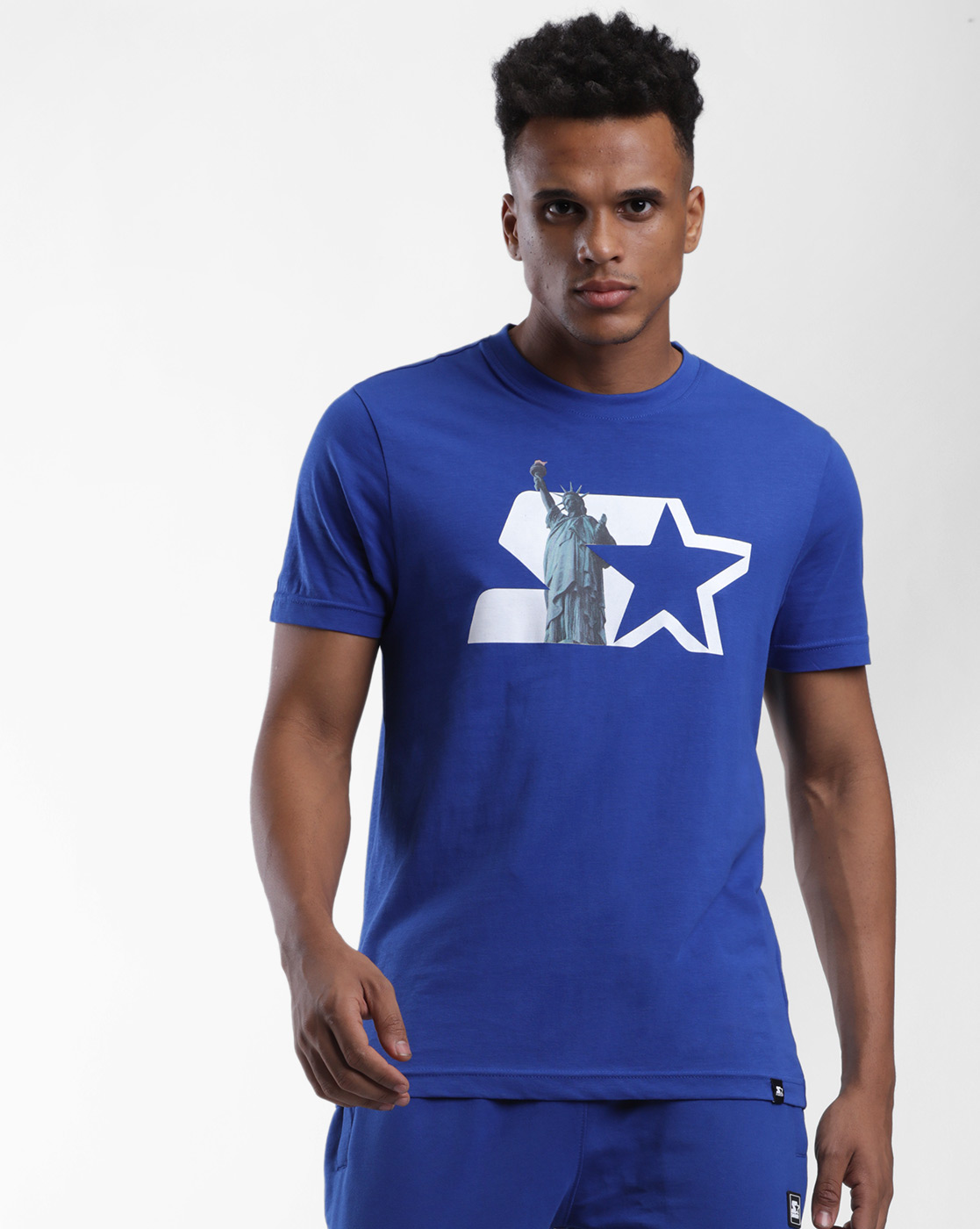 Starter Men Printed Blue T-Shirt