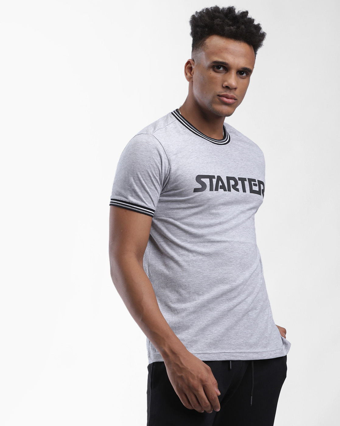 Starter Men Grey Printed T-Shirt