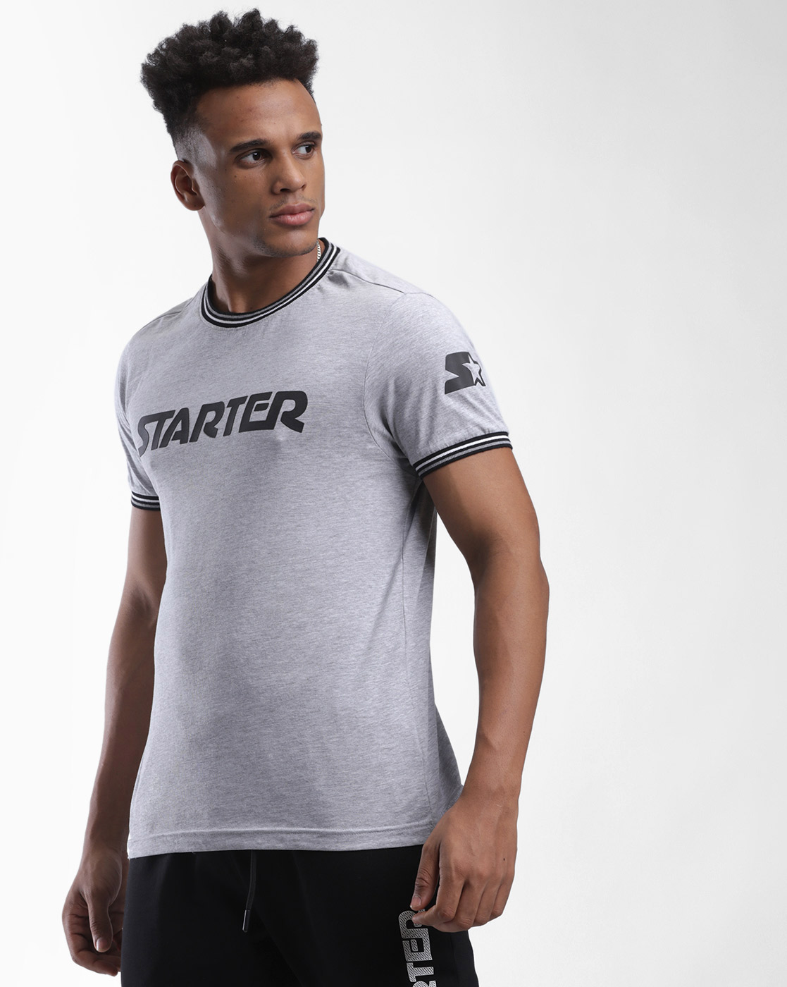 Starter Men Grey Printed T-Shirt
