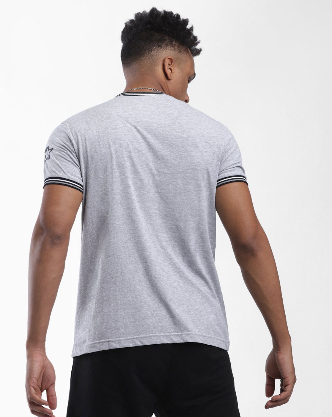 Starter Men Grey Printed T-Shirt