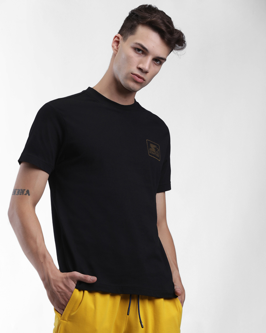 Starter Men Printed Black T-Shirt