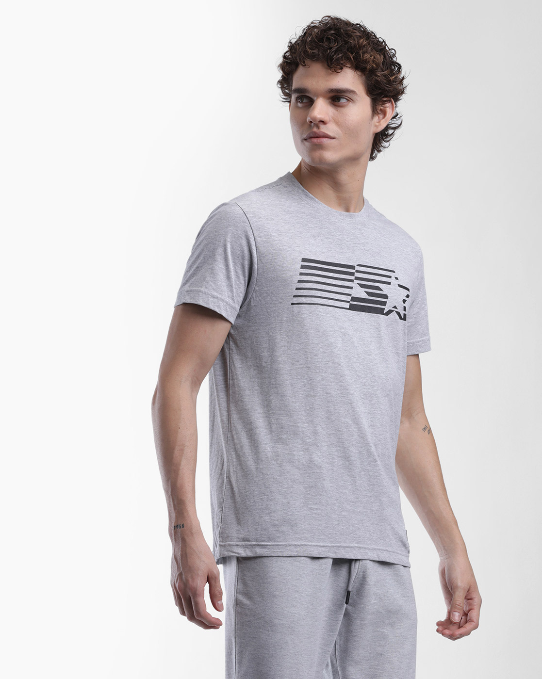 Starter Men Printed Grey T-Shirt