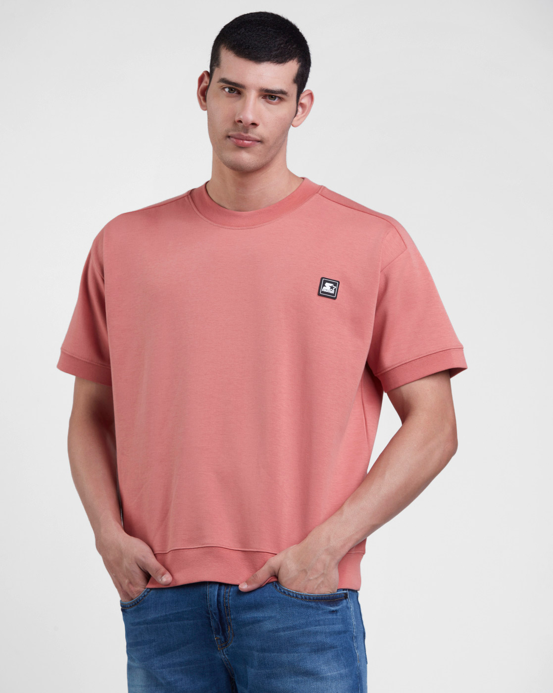 Starter Men Solid Peach   Sweatshirt
