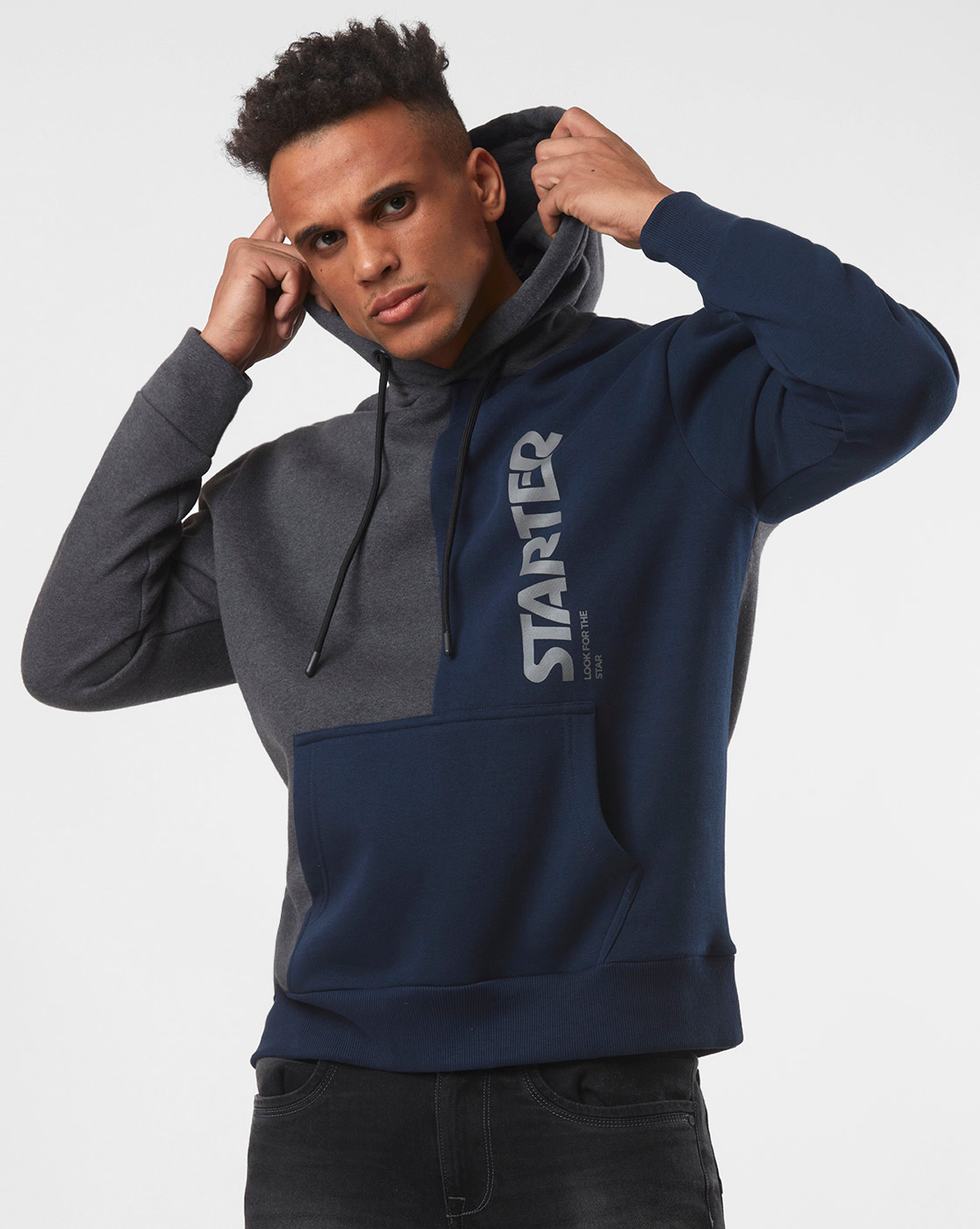 Starter Men Color Block Navy Sweatshirt