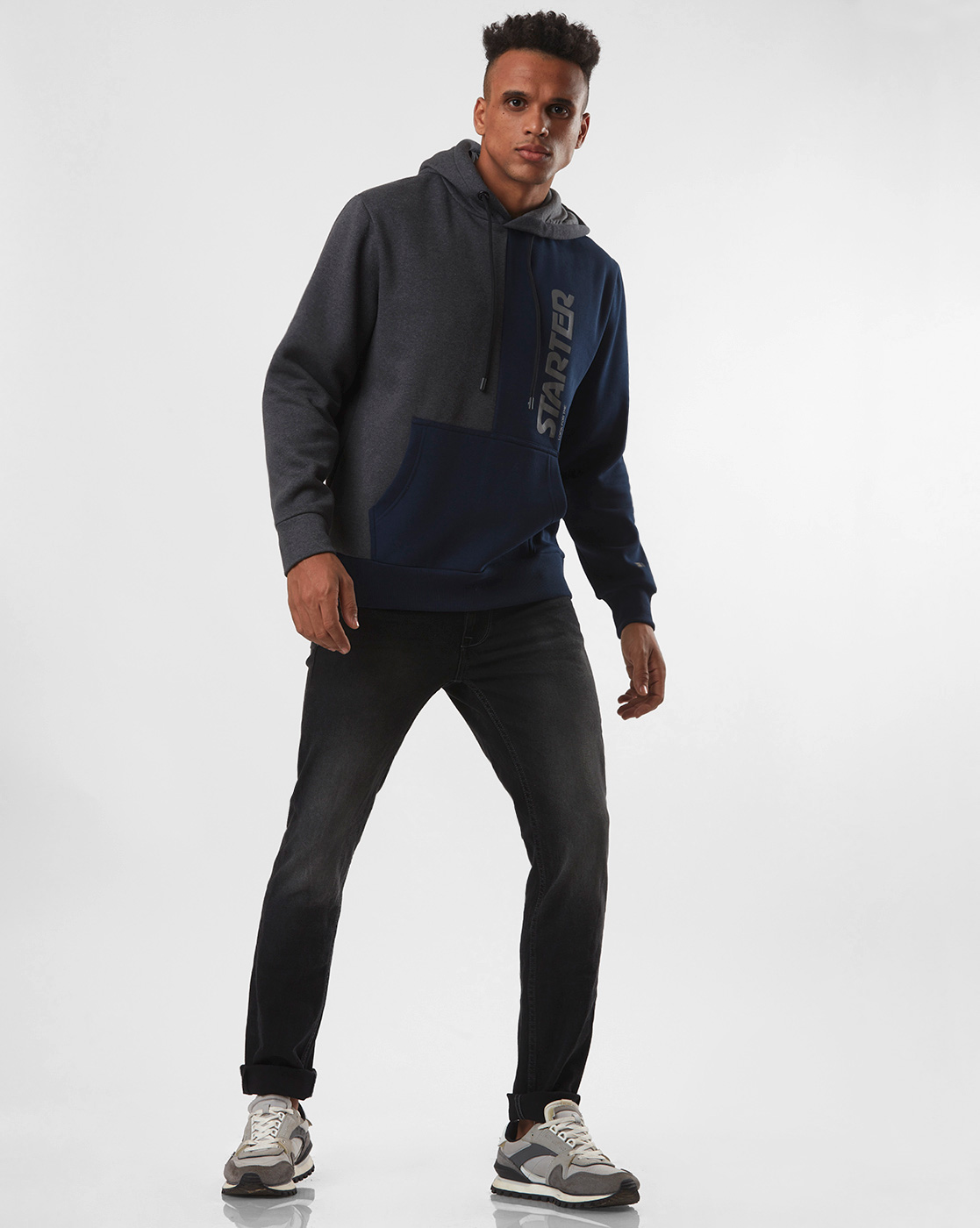 Starter Men Color Block Navy Sweatshirt