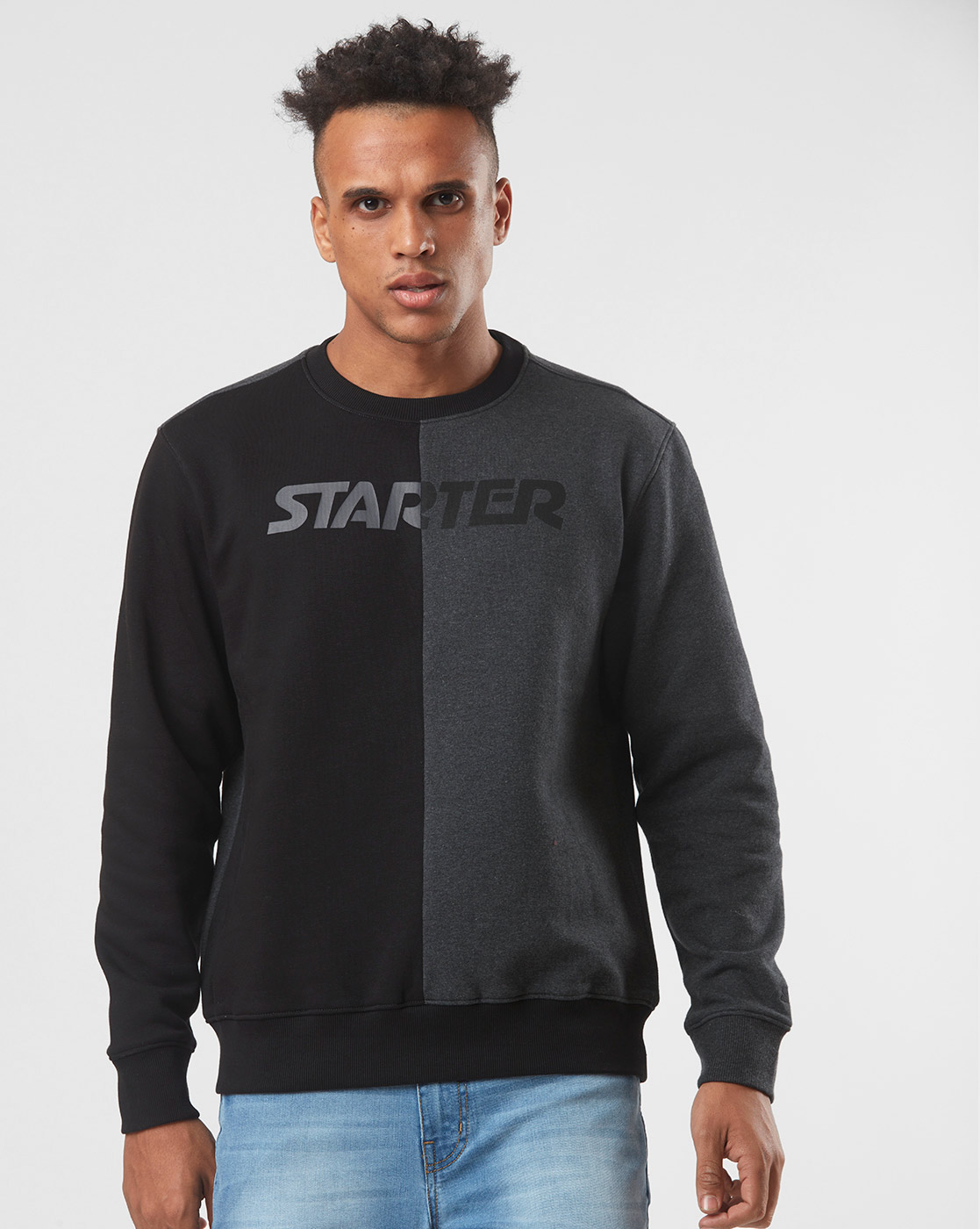 Starter Men Color Block Black Sweatshirt
