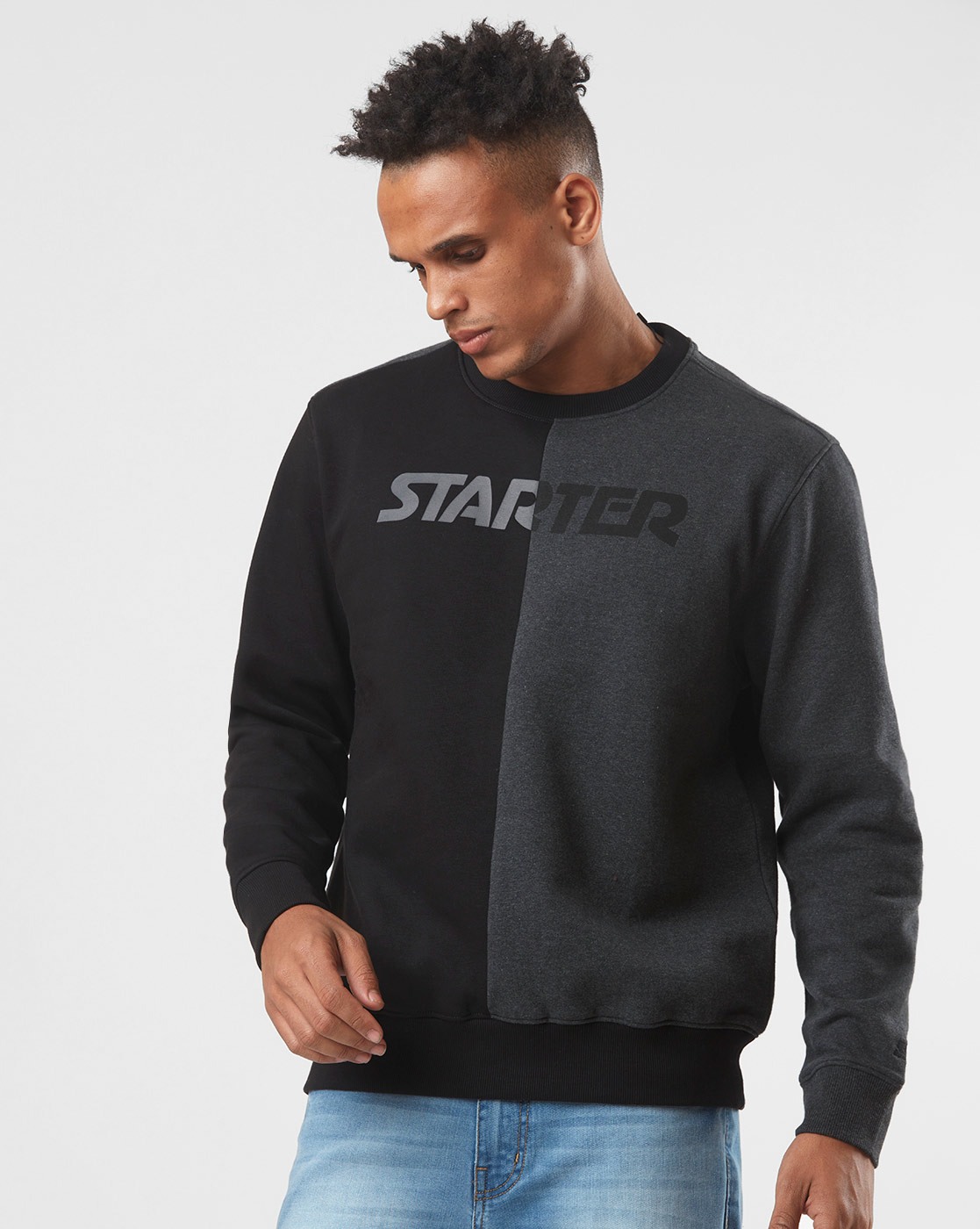 Starter Men Color Block Black Sweatshirt