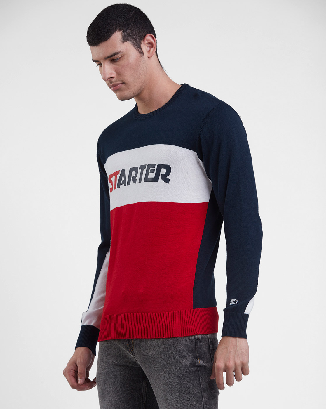 Starter Men Color Block Red Sweater