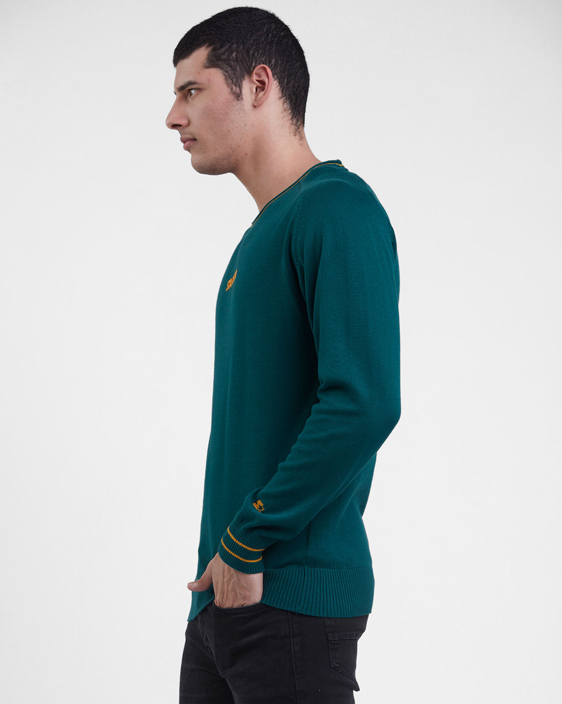 Starter Men Printed Green Sweater