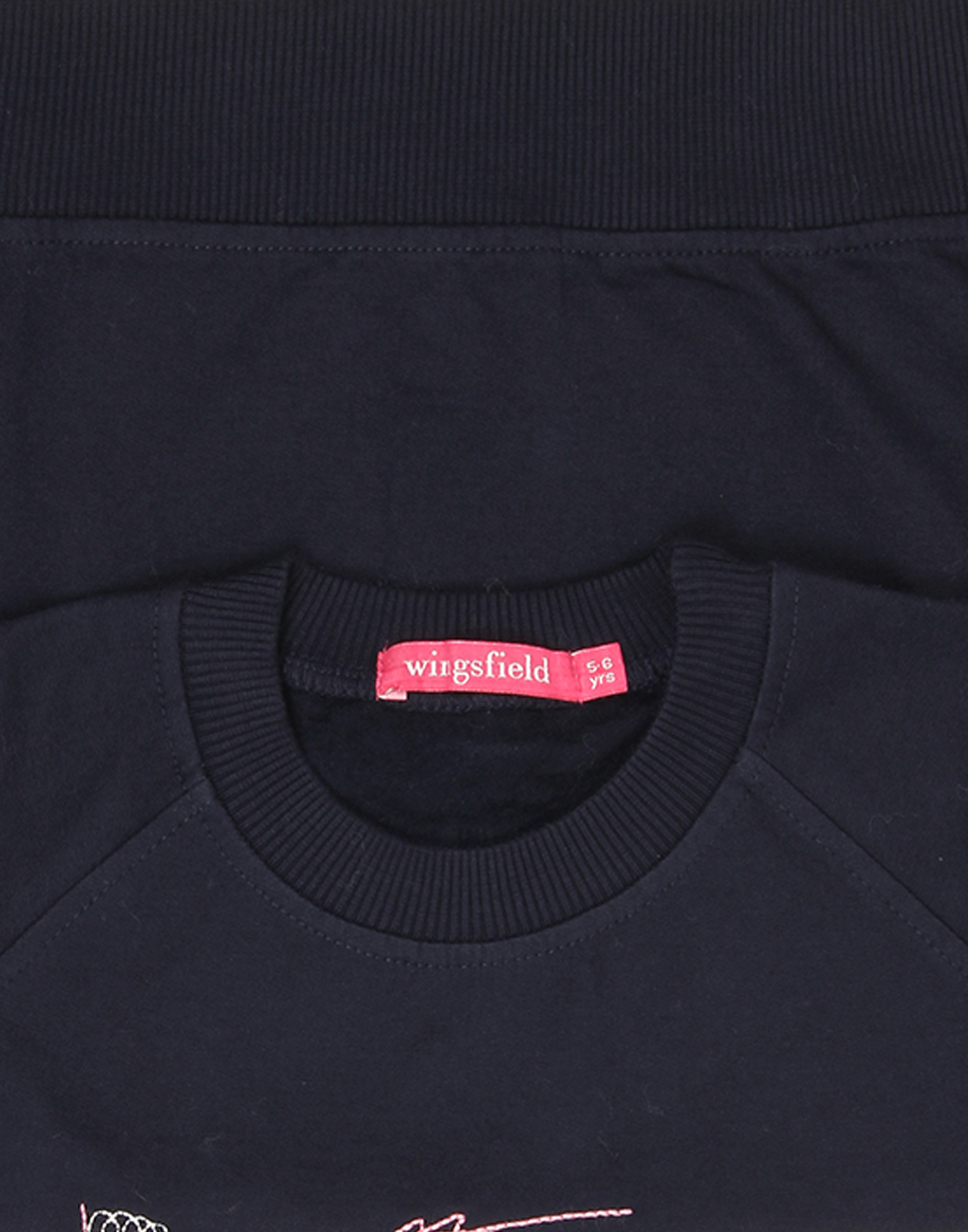 Wingsfield Girls Embroidered Black Sweatshirt