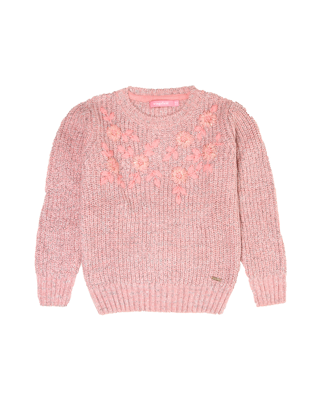 Wingsfield Girls Embroidered Pink Sweater