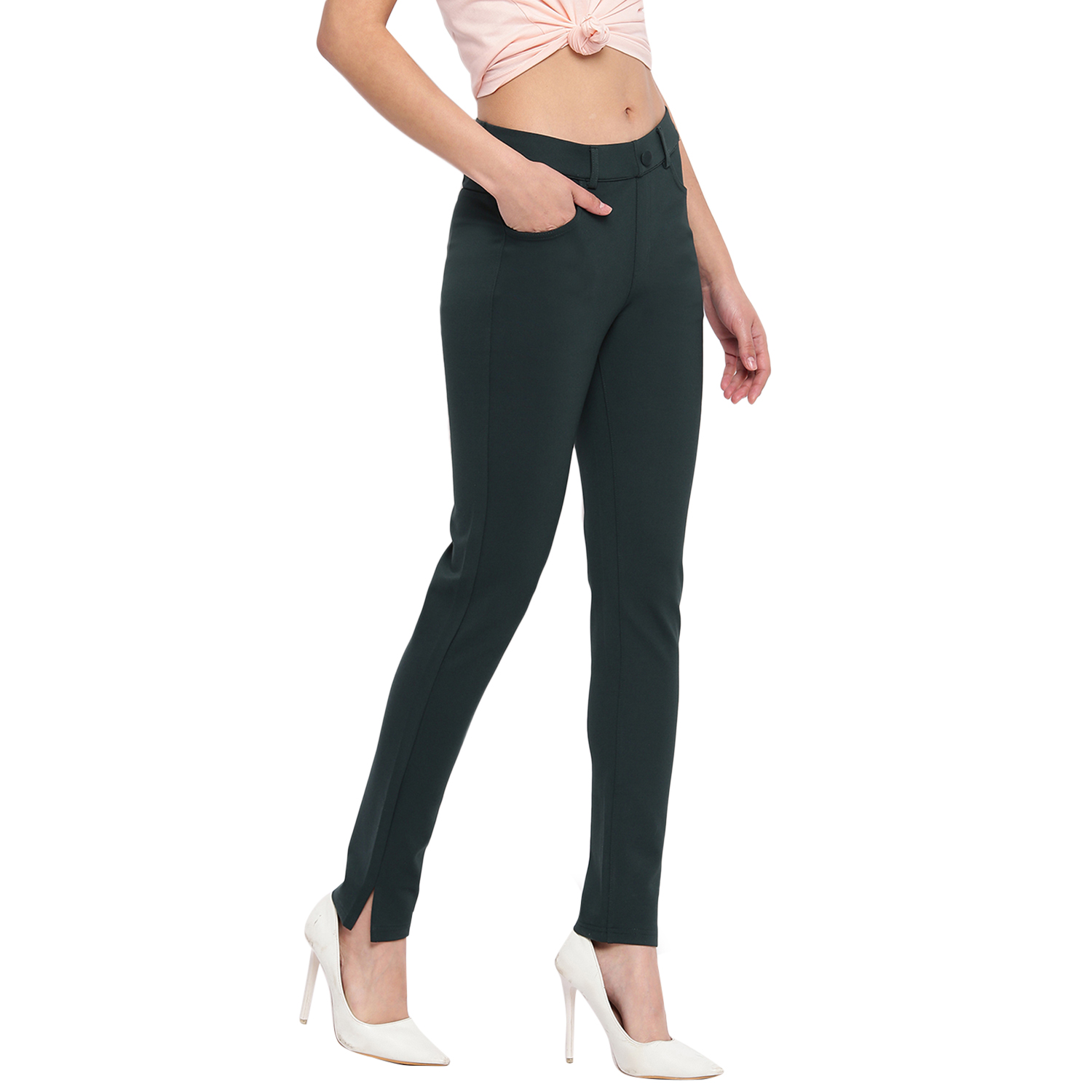 Marvel Women Casual Wear Dark Green  Jegging
