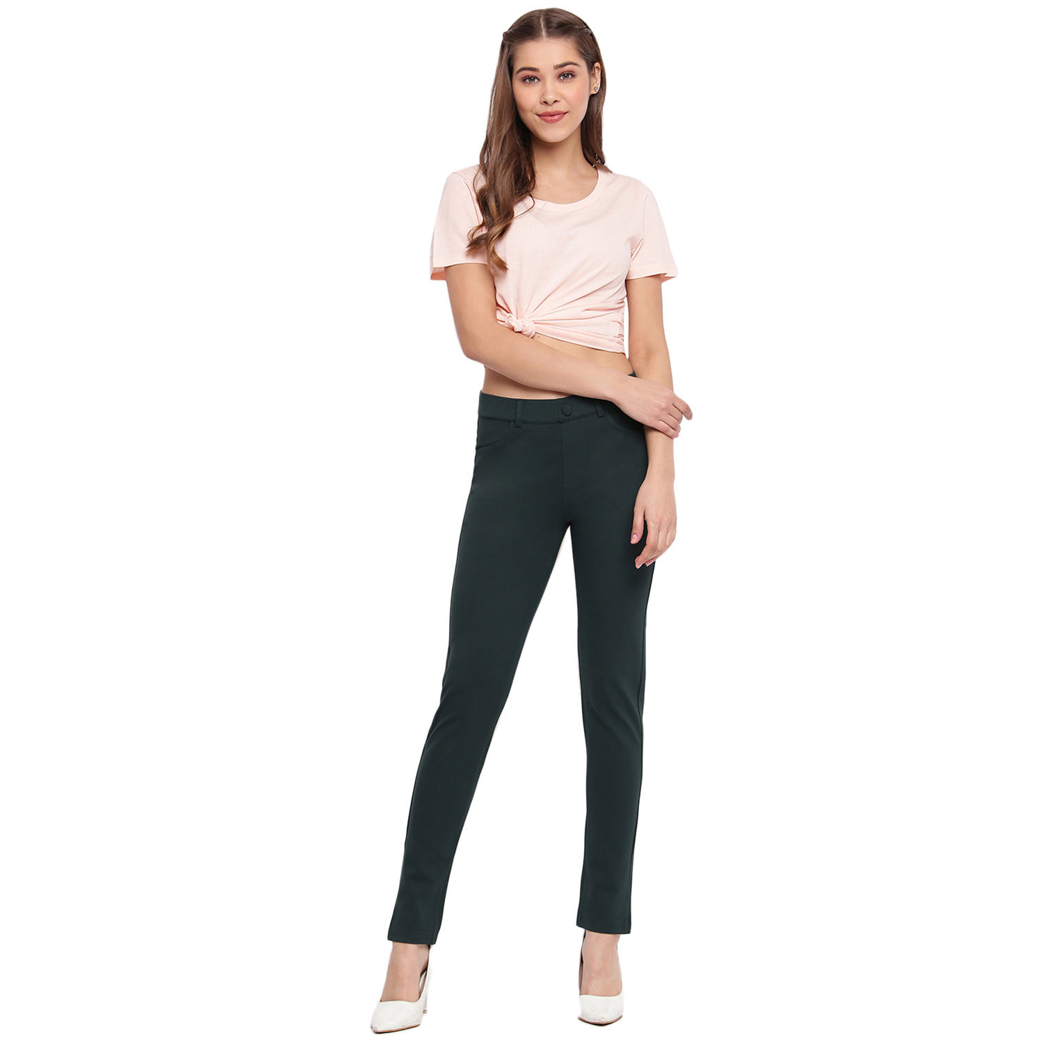 Marvel Women Casual Wear Dark Green  Jegging