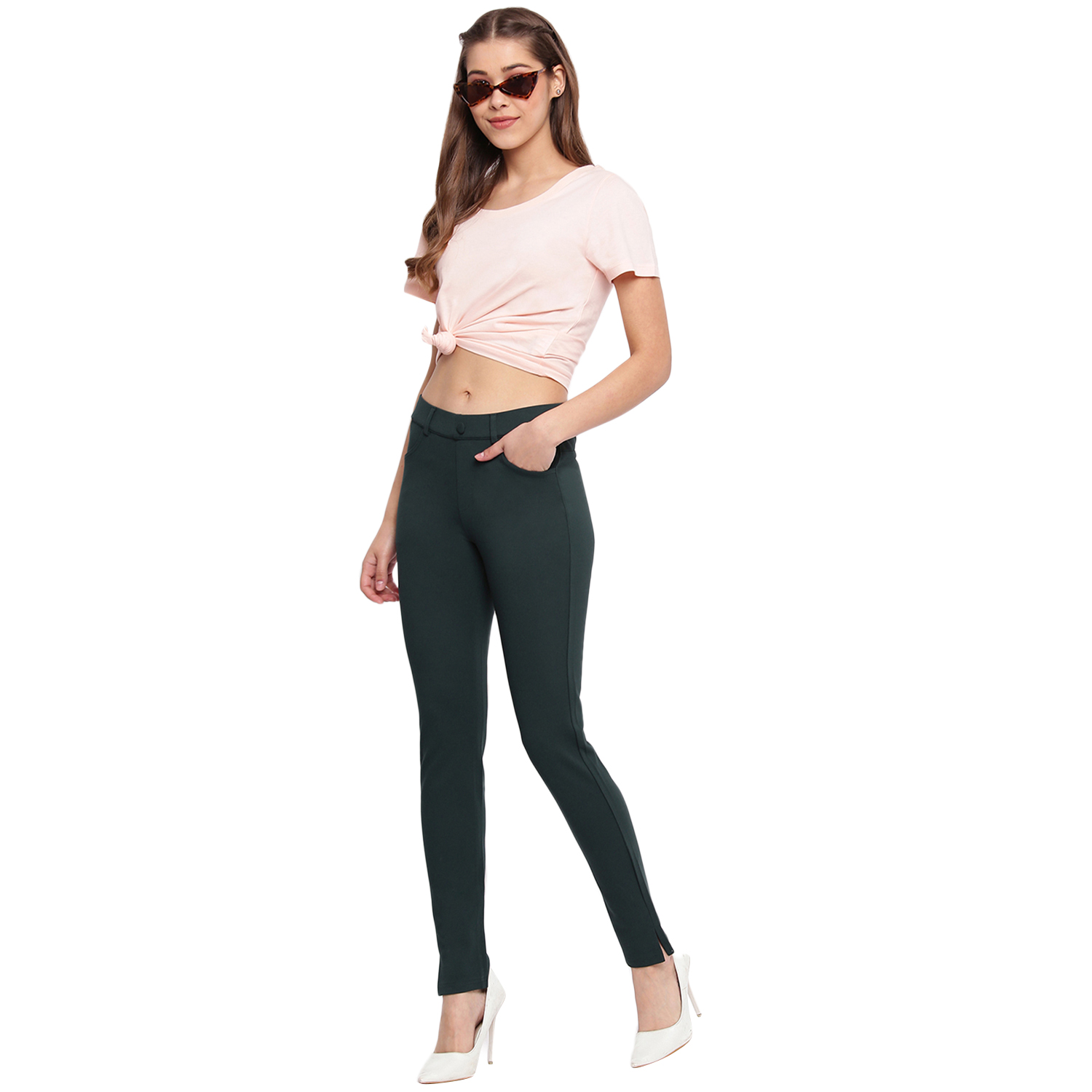 Marvel Women Casual Wear Dark Green  Jegging