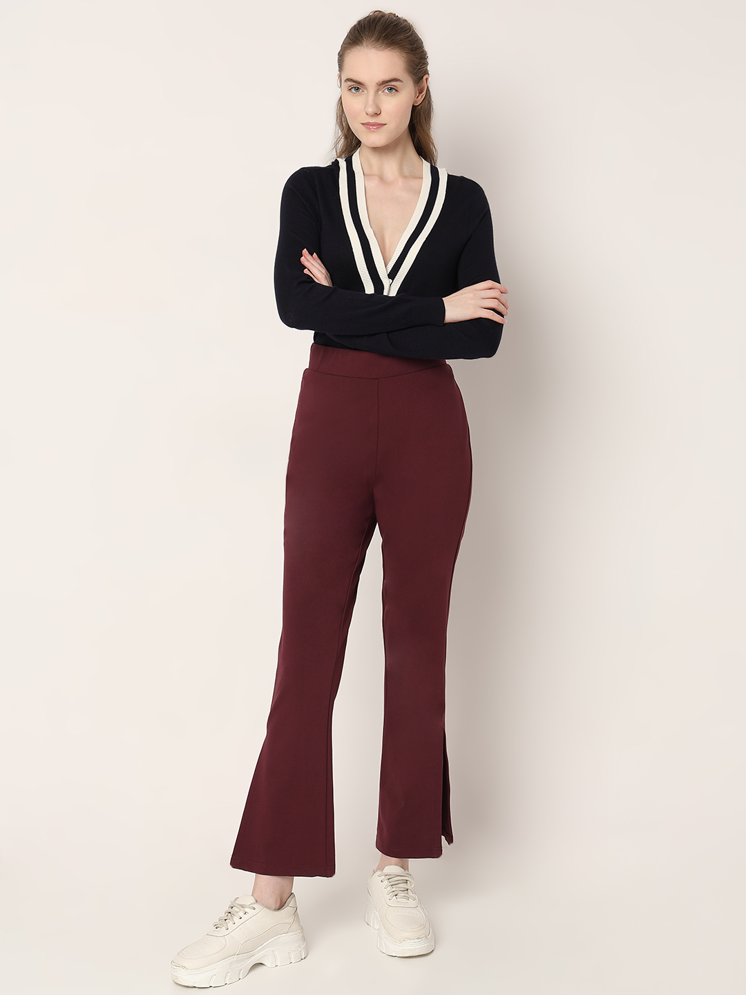 Vero Moda Women Solid Purple Pant