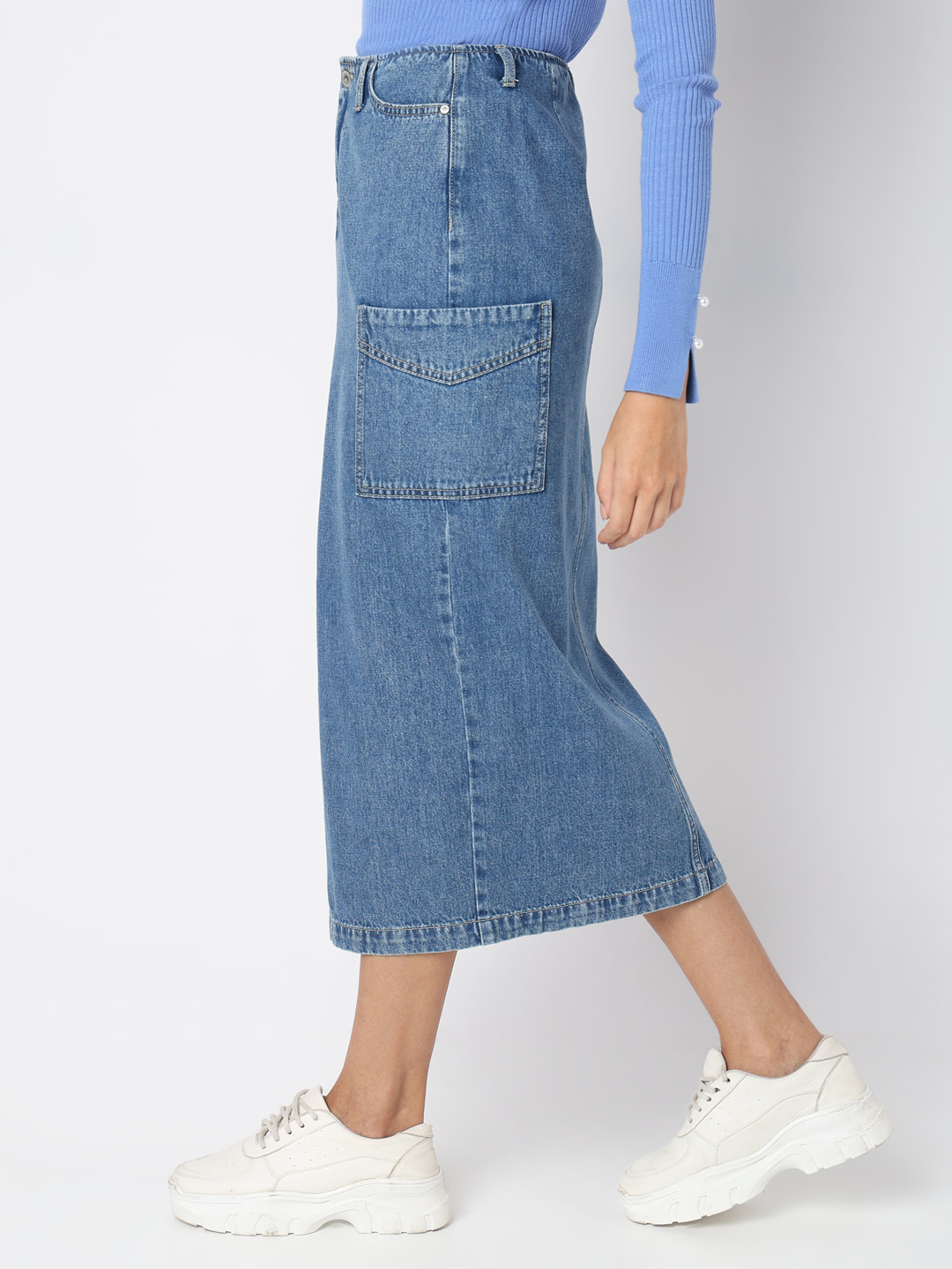 Vero Moda Women Solid Blue Skirt