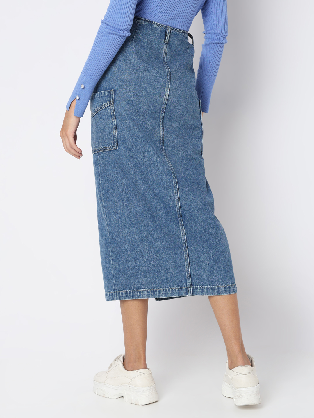 Vero Moda Women Solid Blue Skirt