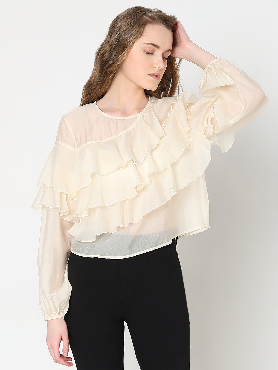 Vero Moda Women Solid Off White Top