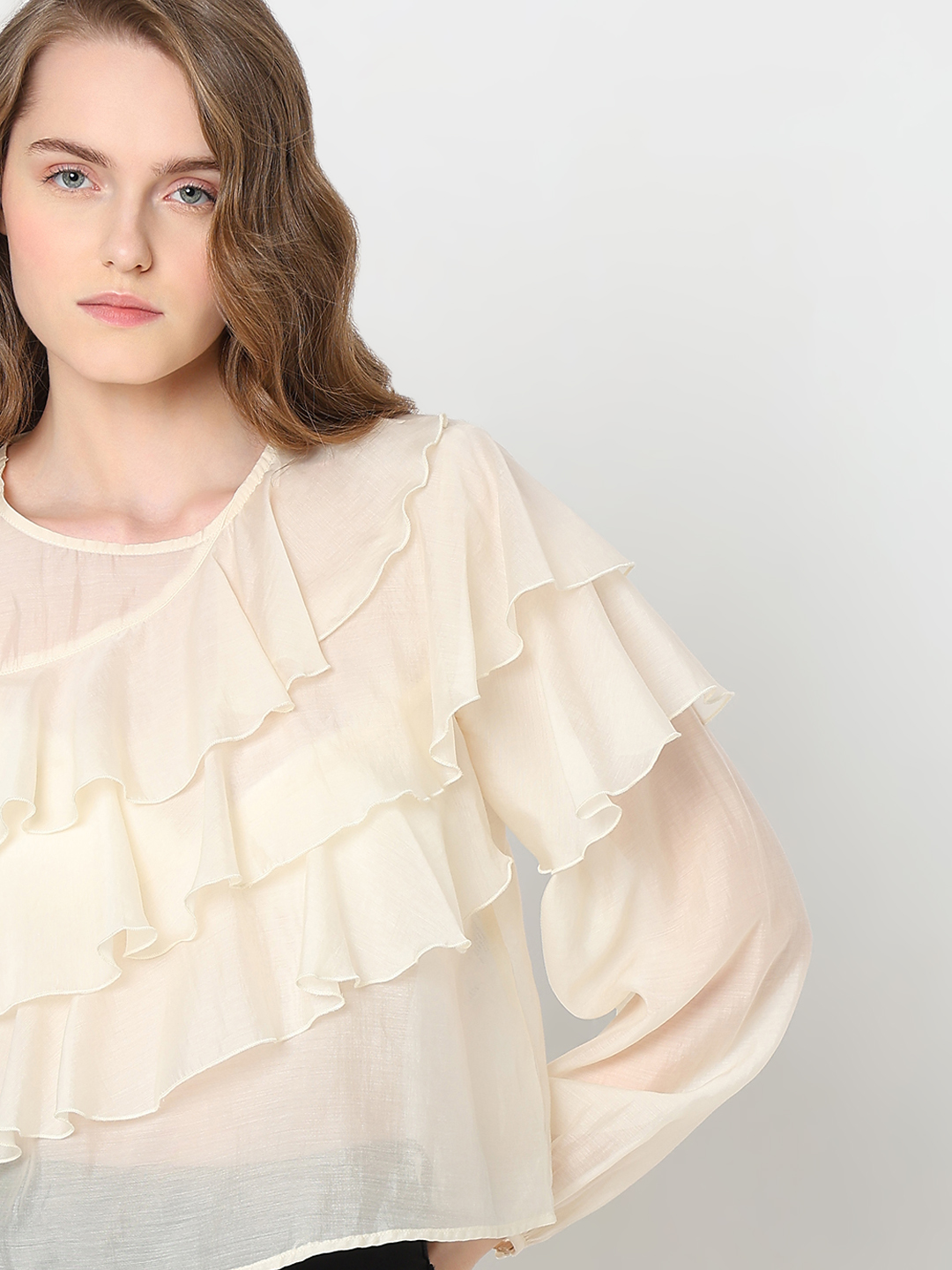 Vero Moda Women Solid Off White Top