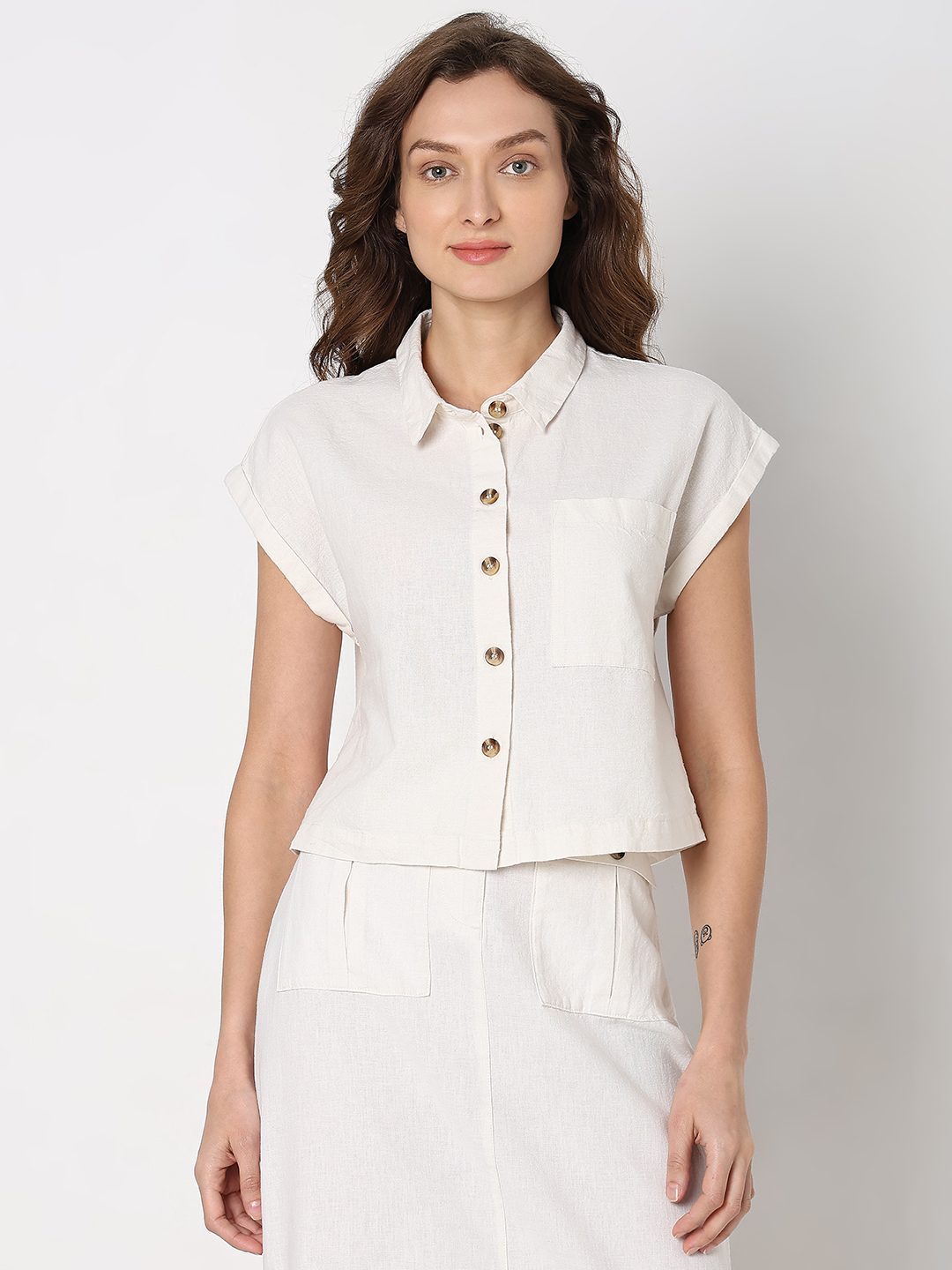 Vero Moda Women Solid White Shirt