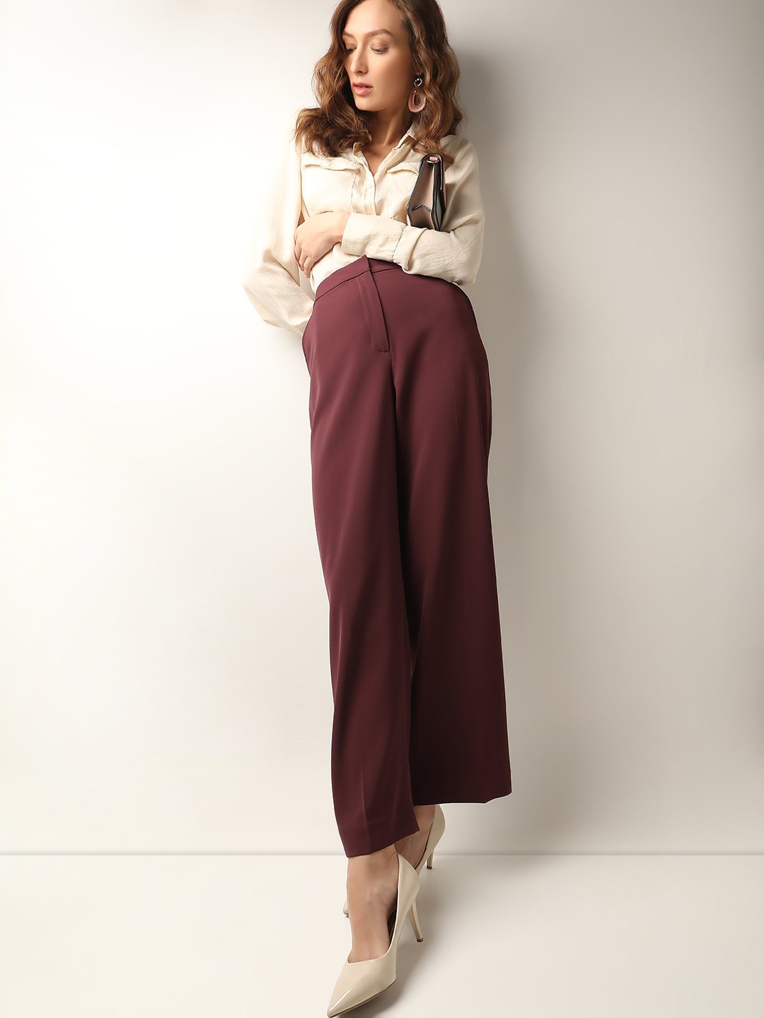 Vero Moda Women Solid Maroon Pant