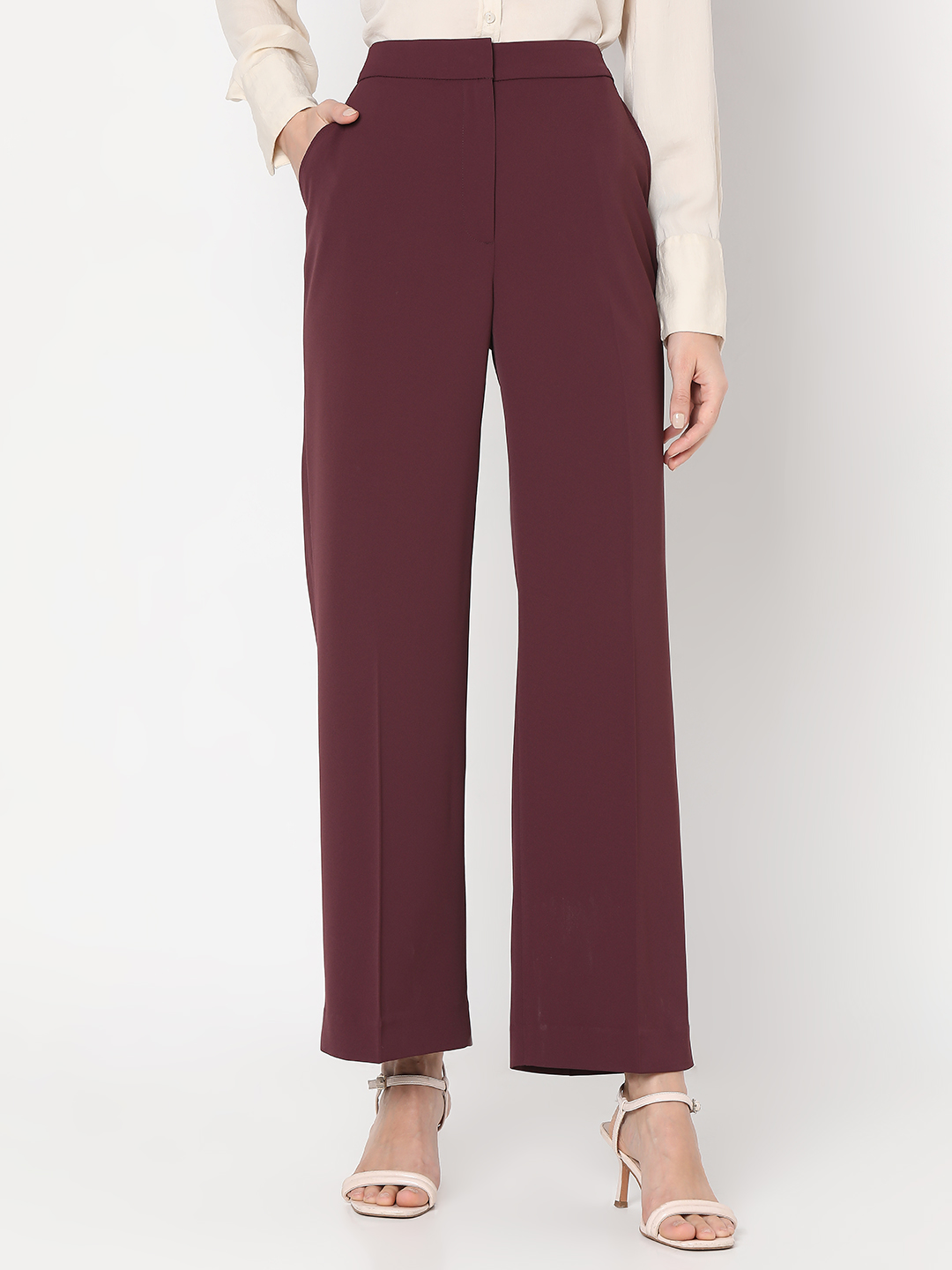 Vero Moda Women Solid Maroon Pant