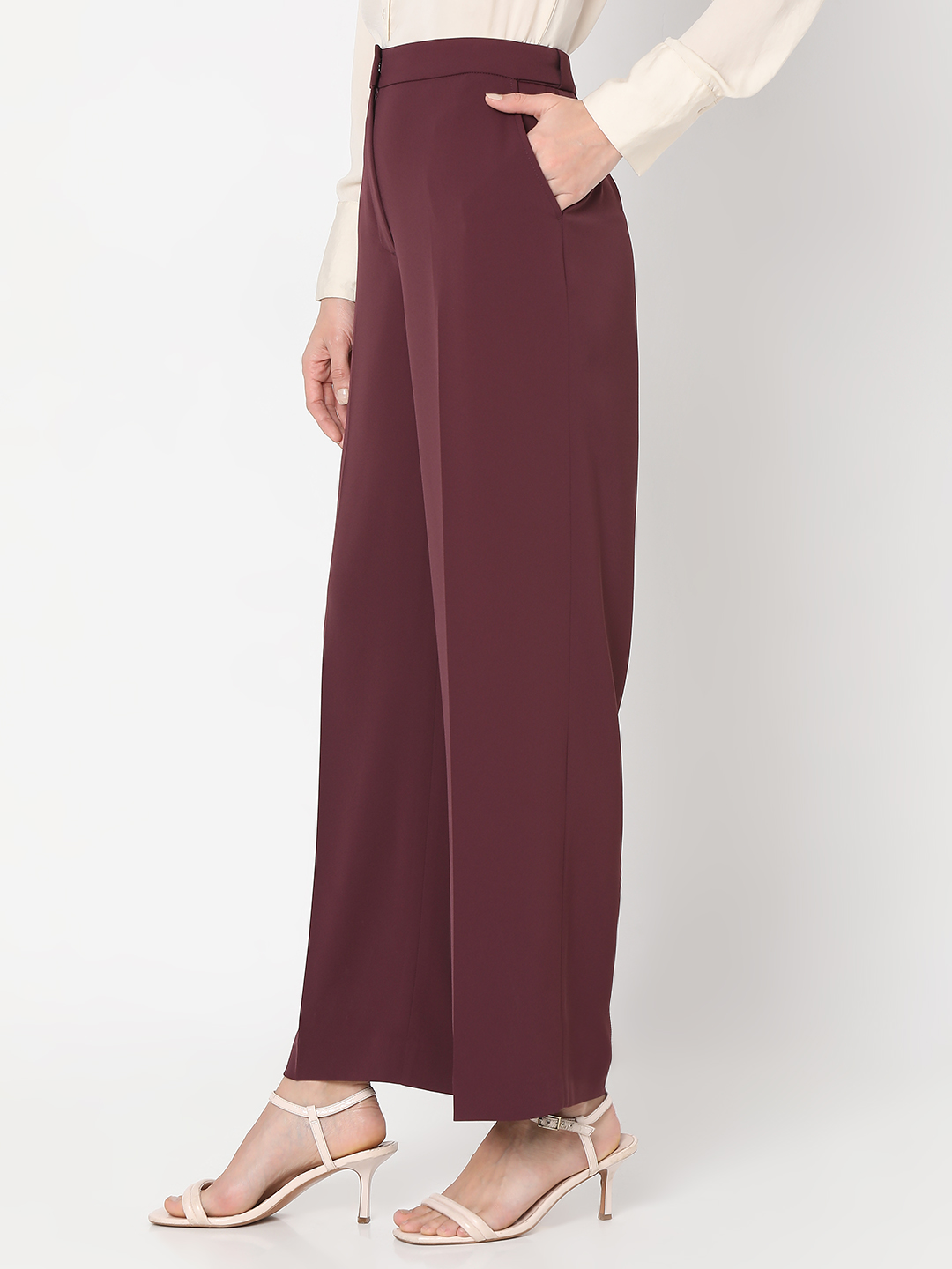 Vero Moda Women Solid Maroon Pant