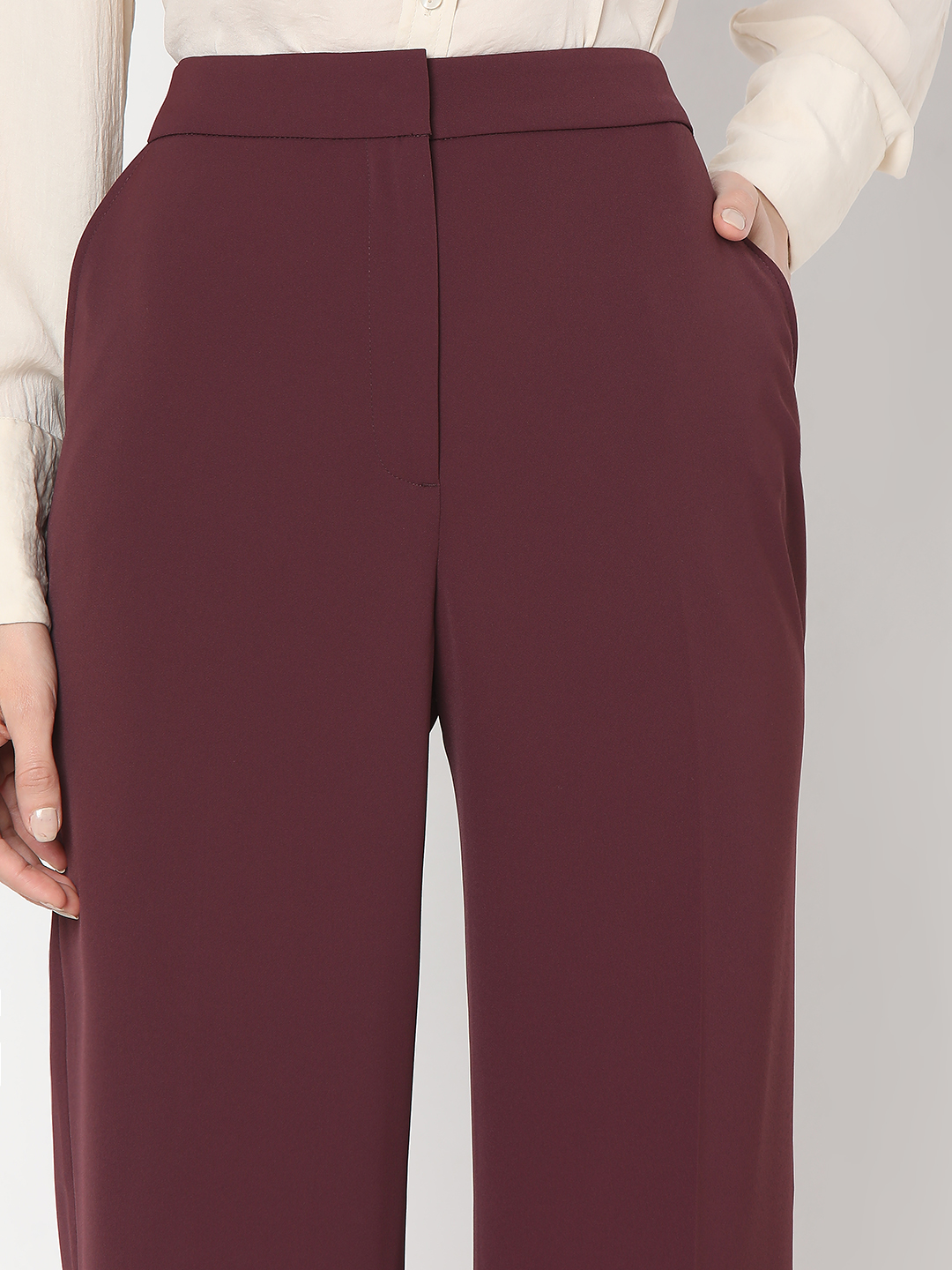 Vero Moda Women Solid Maroon Pant