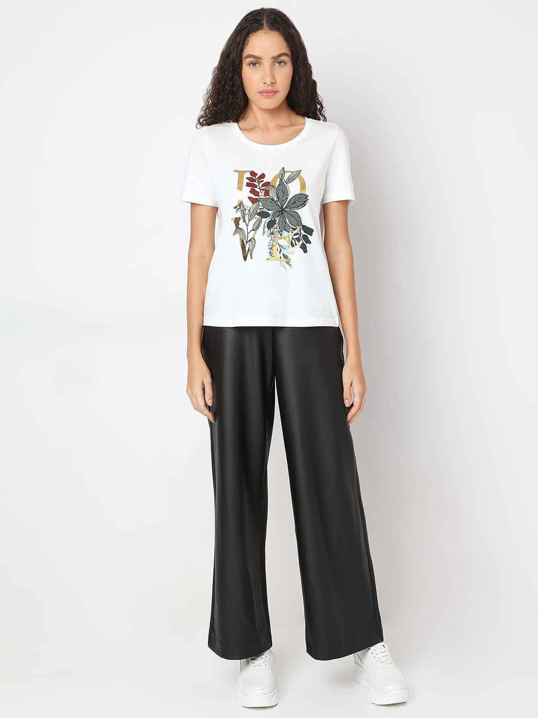 Vero Moda Women Floral Print White T-Shirt