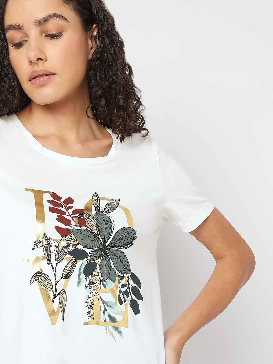 Vero Moda Women Floral Print White T-Shirt