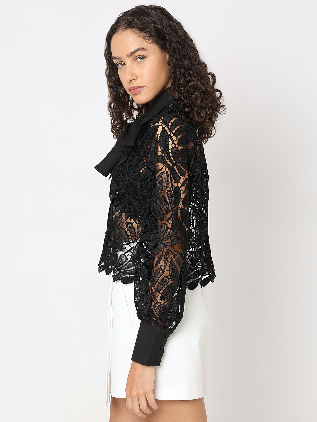 Vero Moda Women Self Design Black Shirt