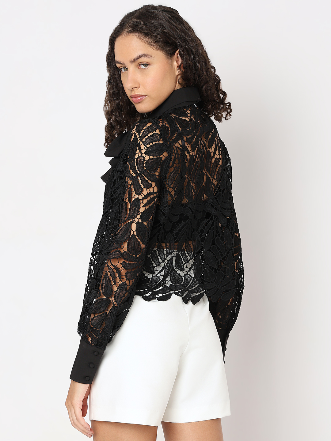 Vero Moda Women Self Design Black Shirt
