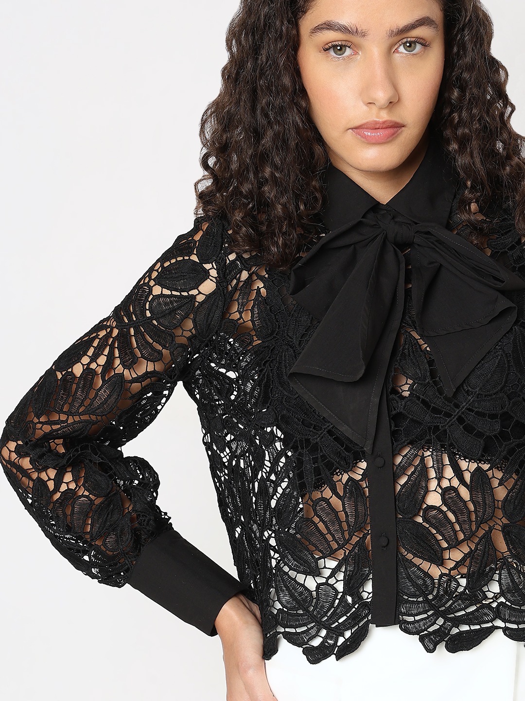 Vero Moda Women Self Design Black Shirt
