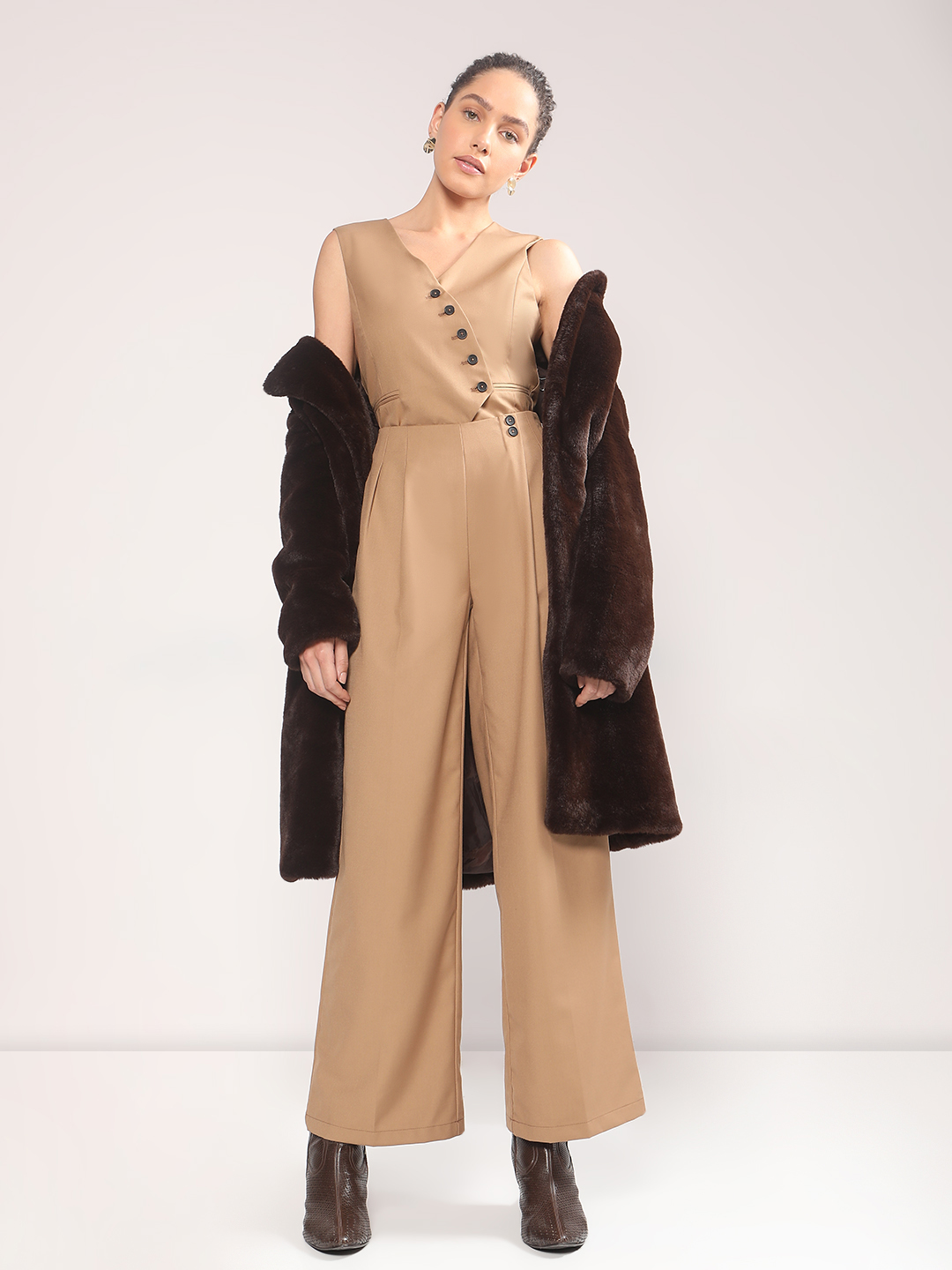Vero Moda Women Solid Brown Pant
