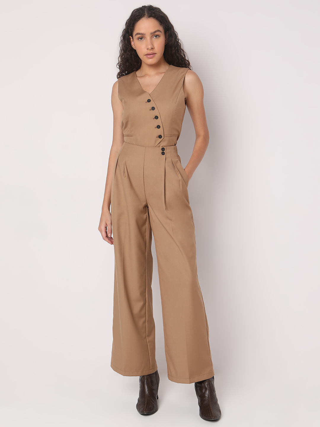 Vero Moda Women Solid Brown Pant