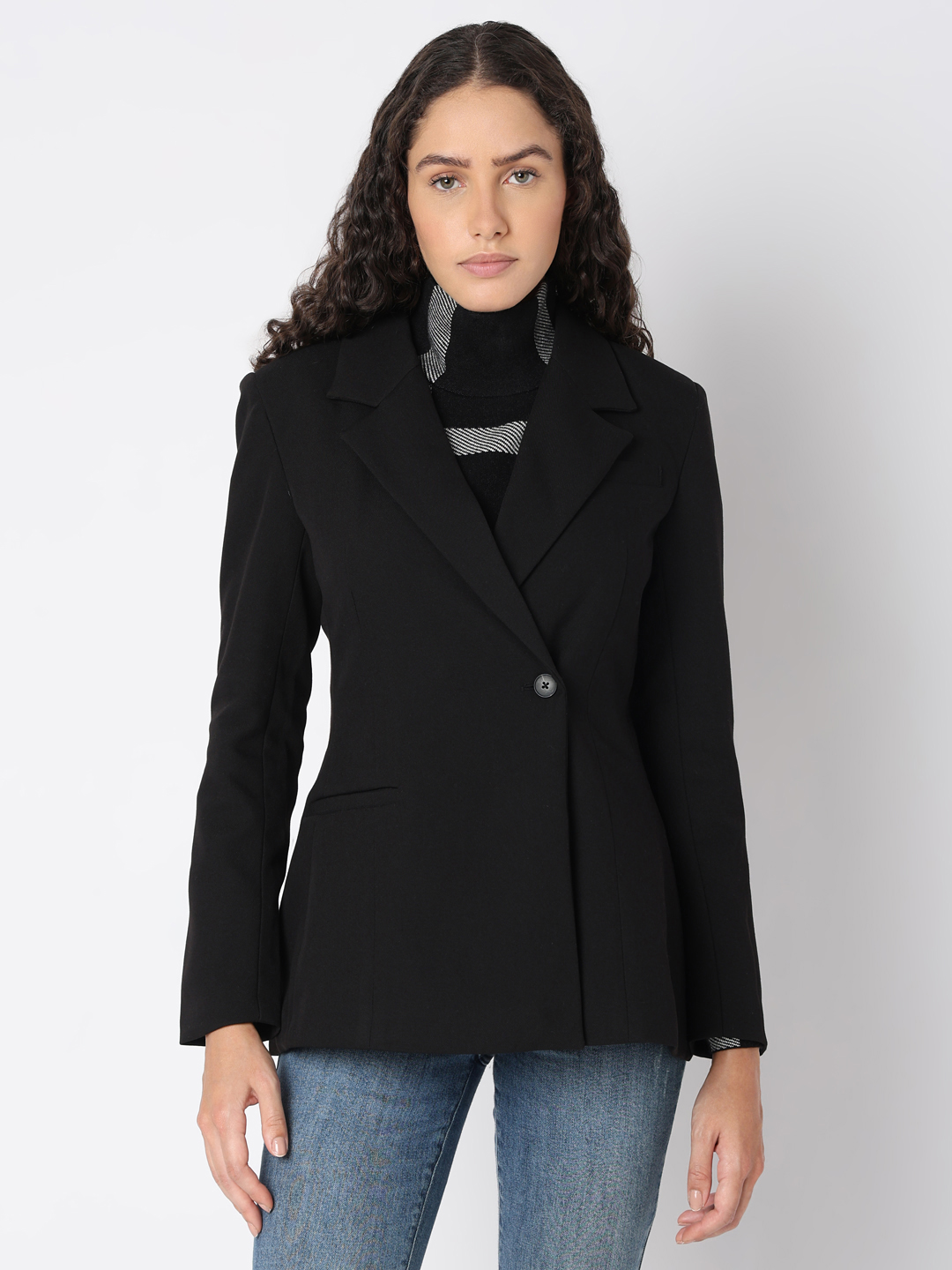 Vero Moda Women Solid Black Blazer