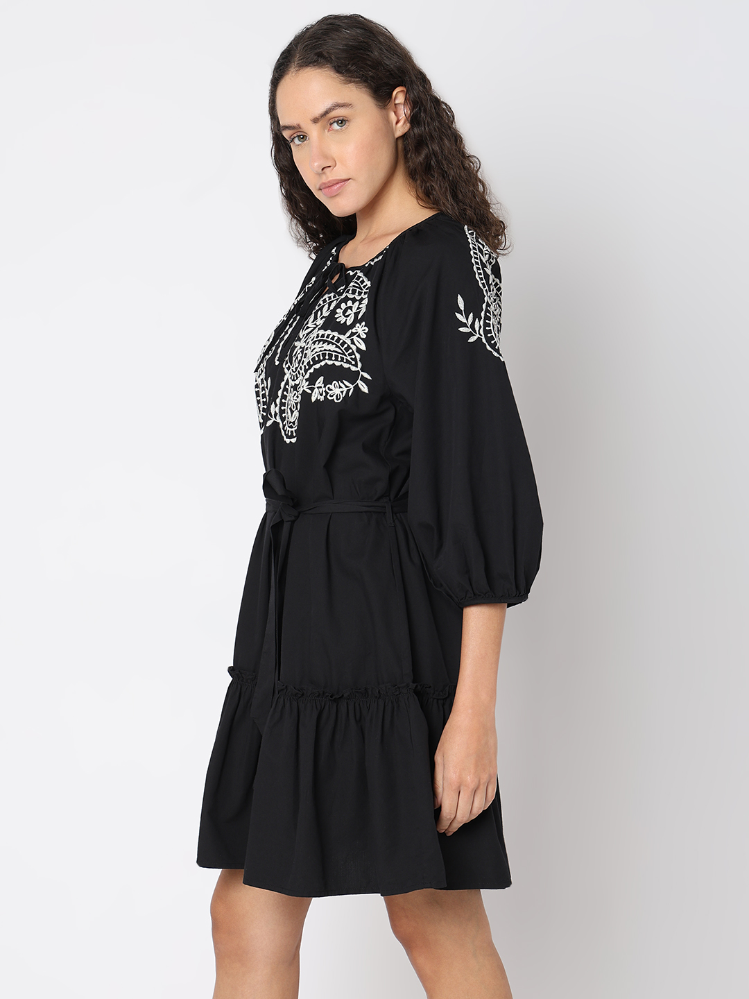 Vero Moda Women Embroidered Black Dresses