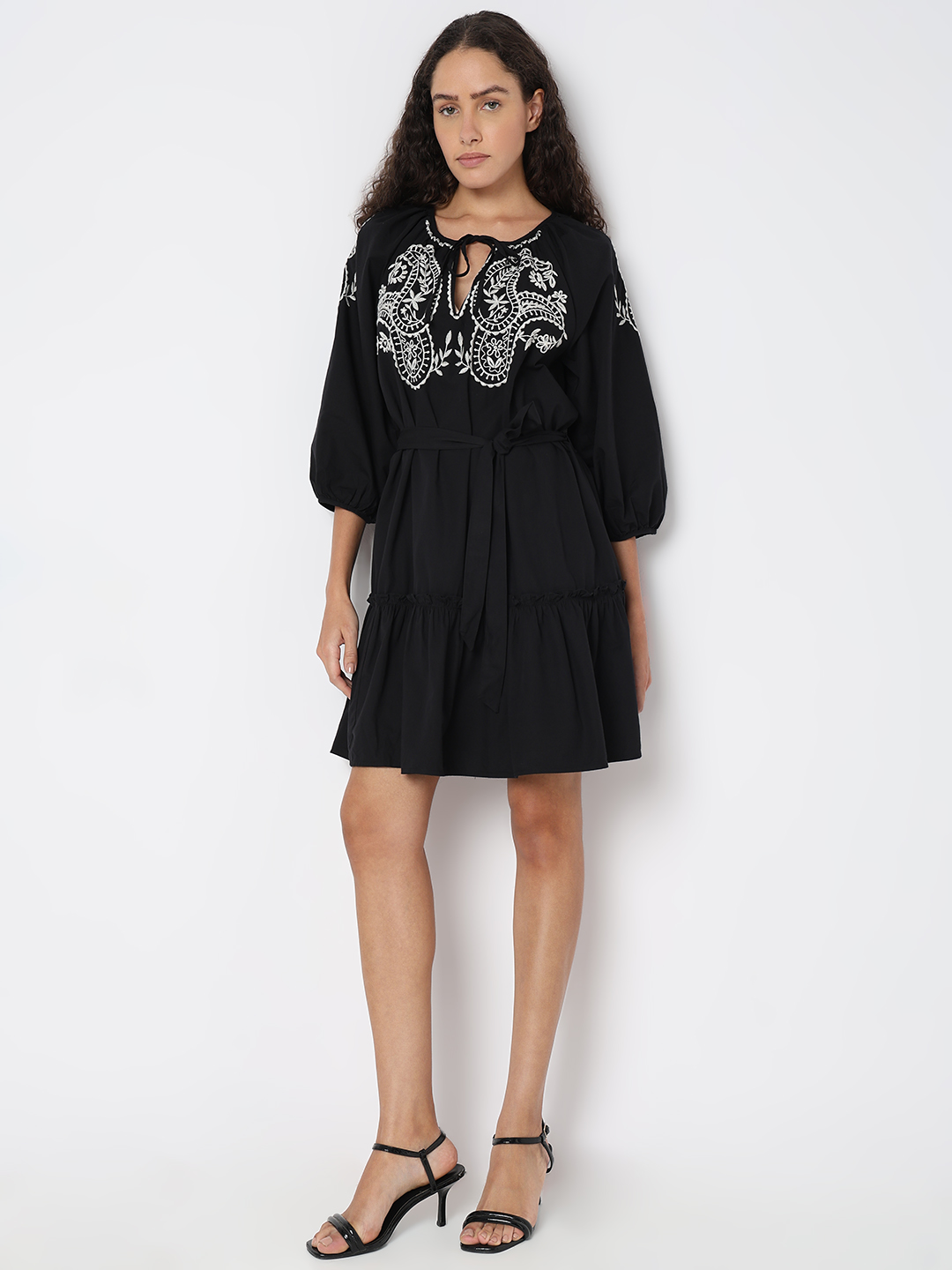 Vero Moda Women Embroidered Black Dresses