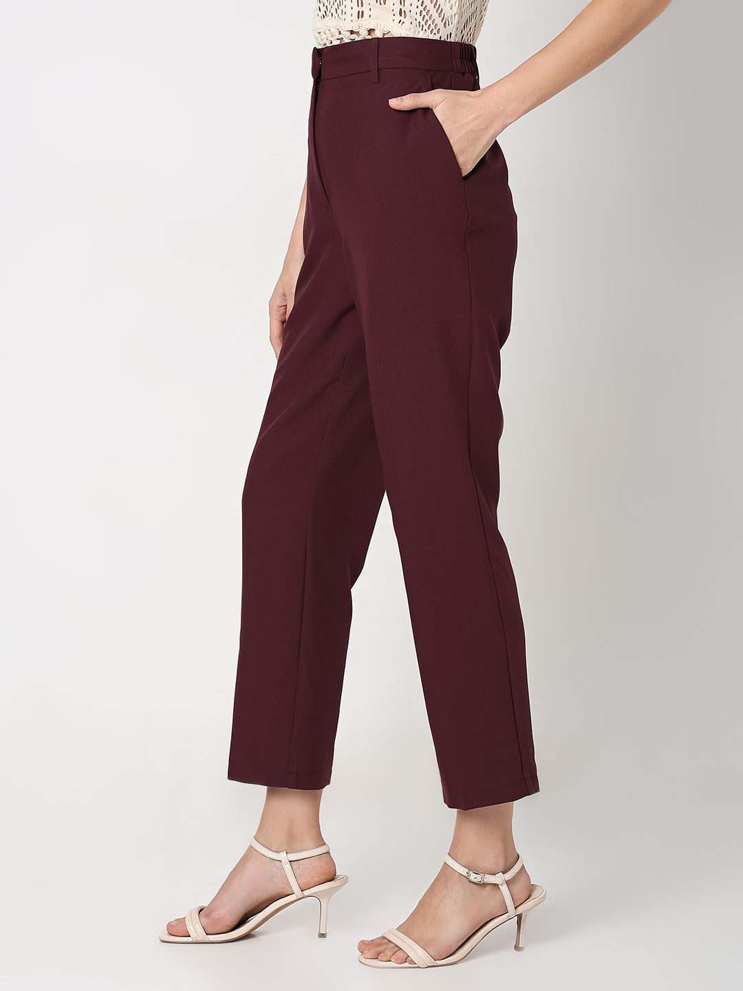 Vero Moda Women Solid Maroon Pant