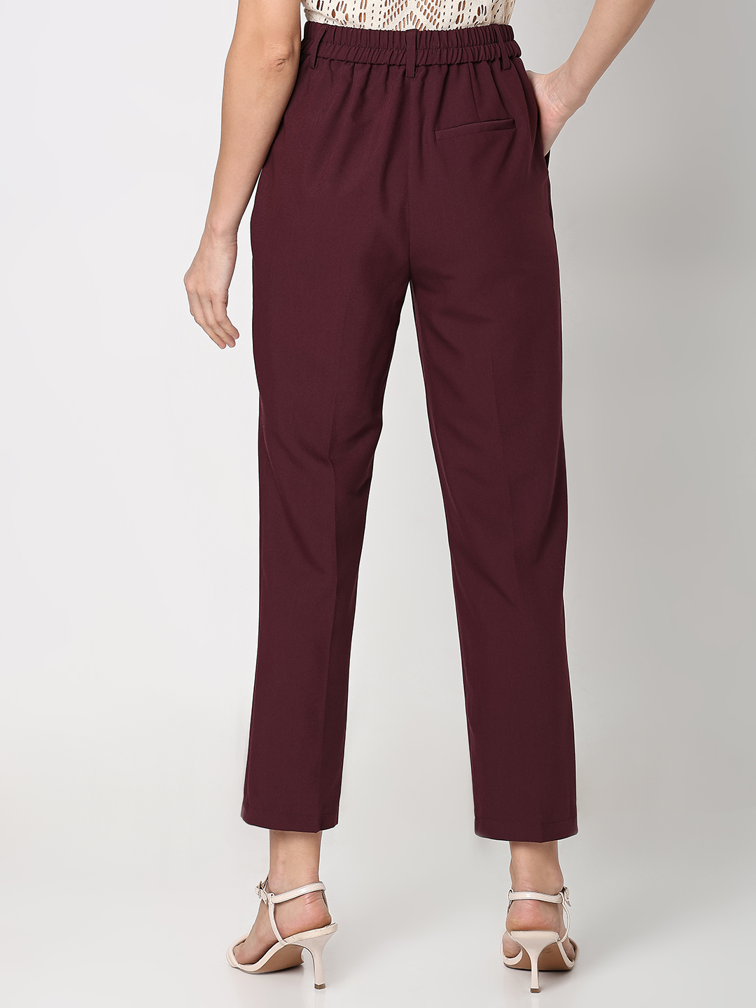 Vero Moda Women Solid Maroon Pant
