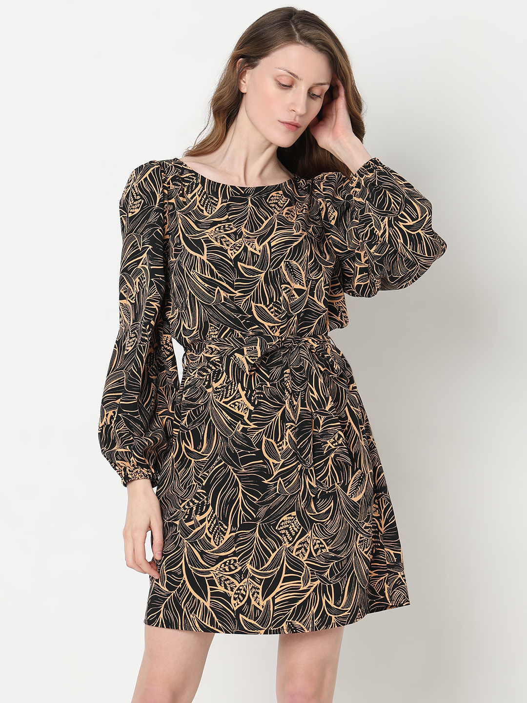Vero Moda Women Tropical Print Black Dresses