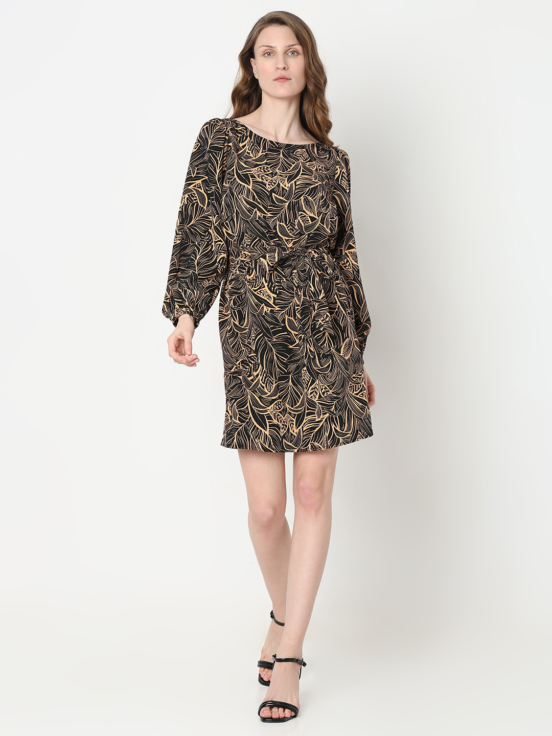 Vero Moda Women Tropical Print Black Dresses