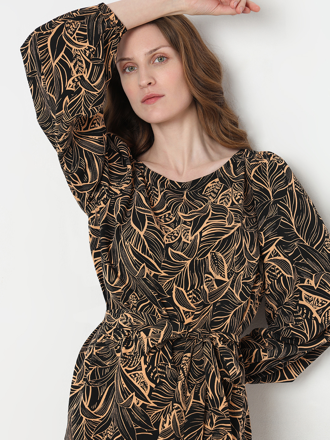 Vero Moda Women Tropical Print Black Dresses