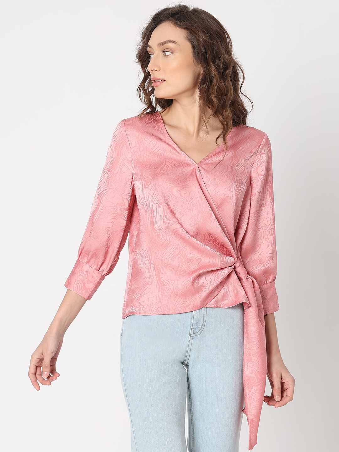 Vero Moda Women Abstract Pink Top