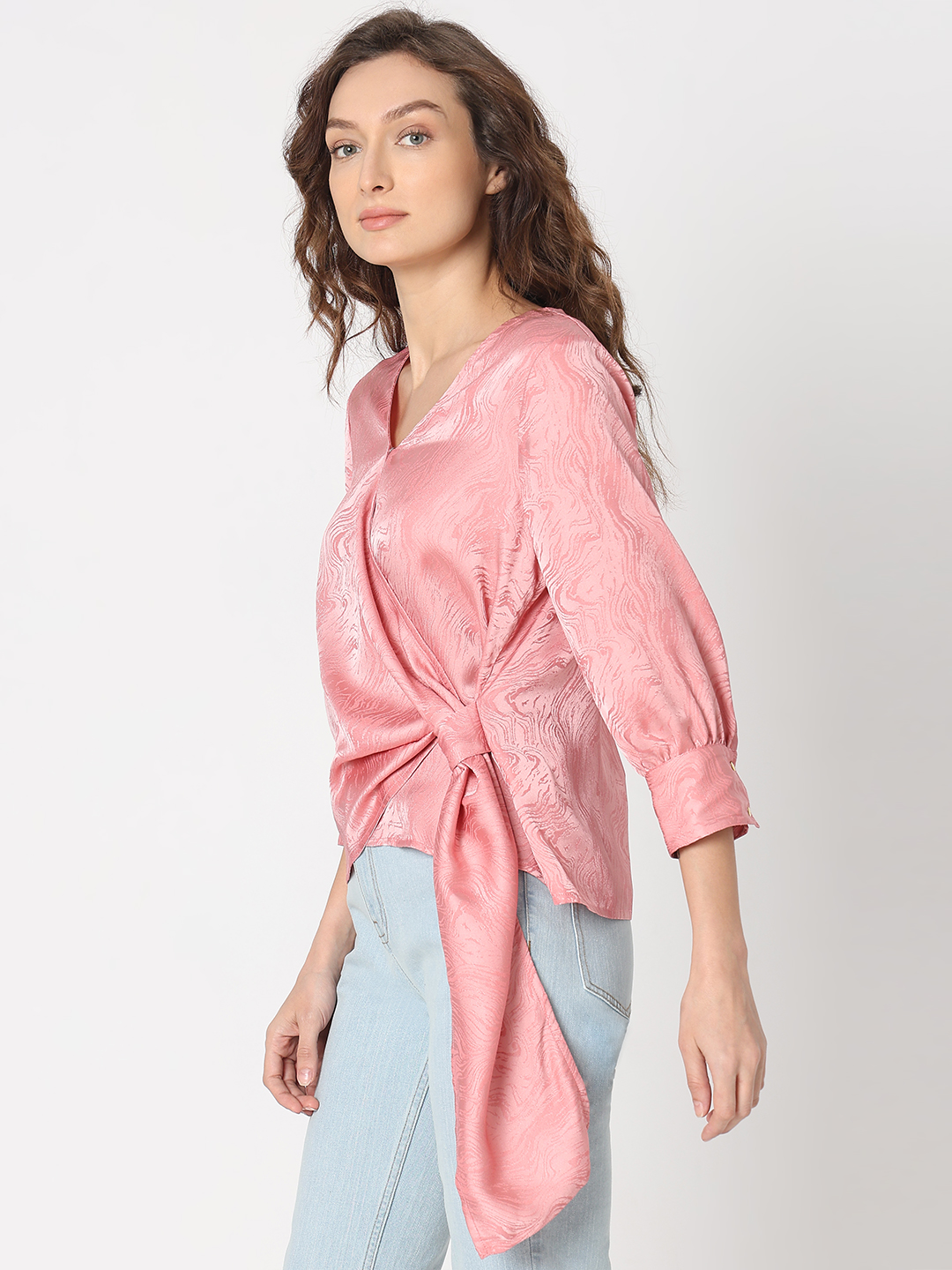 Vero Moda Women Abstract Pink Top